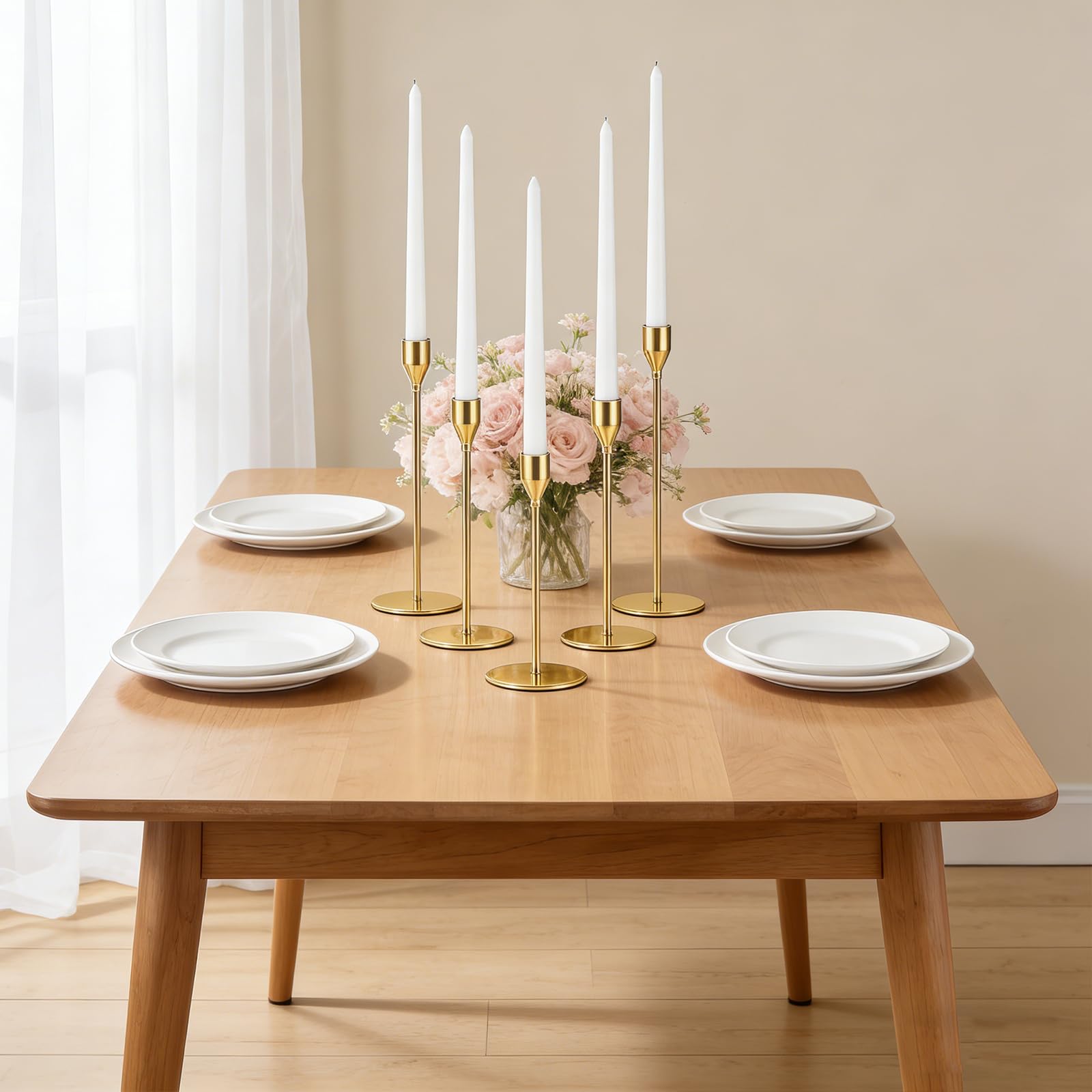 Portavelas cónico, portavelas de pilar alto para decoración navideña del hogar, centro de mesa, bodas, cenas, fiestas, regalos de inauguración de la casa y aniversarios