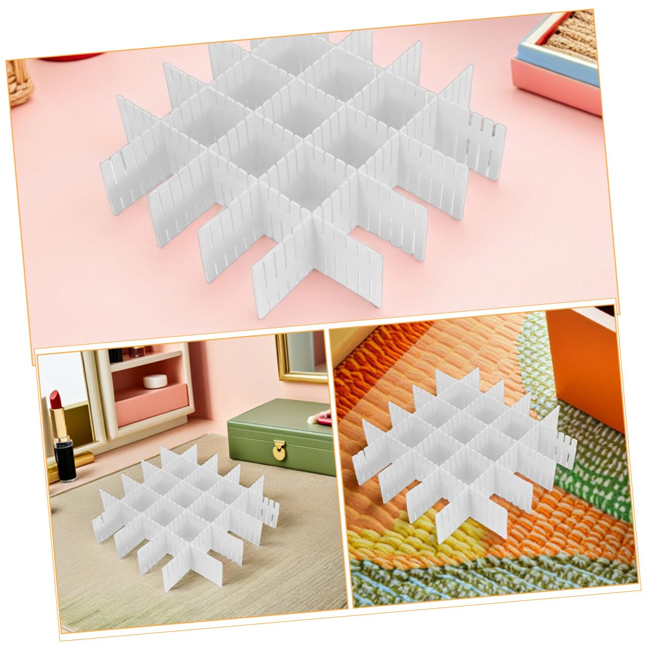 BESTYASH 16 Pezzi Divisori per Regolabili Organizer Griglia Ottimizzatori per Calze Biancheria Intima e Trucco Soluzione Flessibile per Cucina Camera da Letto e Ufficio