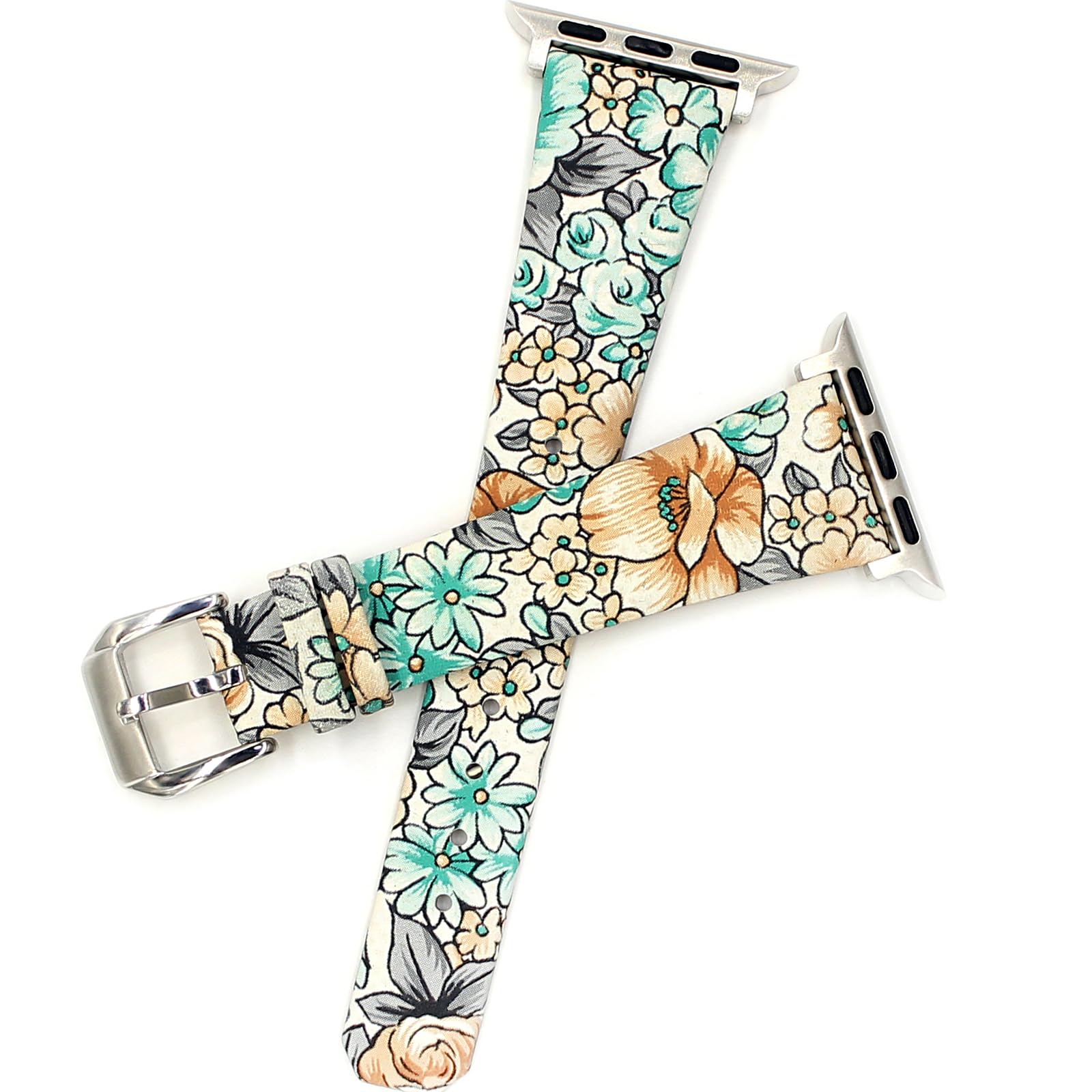 Flower Leather Bracelet Compatible with Apple Watch Band Women Cute Fashion Colorful Floral Pattern Strap Replacement Accessories Wristbands for iWatch Series 9/8/SE/7/6/5/4/3/2/1 41mm 40mm 38mm