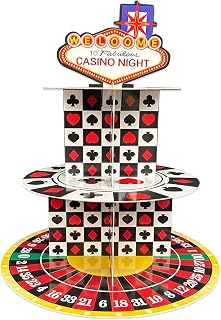Casino Themed Las Vegas Table Centerpieces Party Decorations, 3 Tier Poker Dice Cupcake Stand Display Holder for Adult Birthday Game Nignt Party Decor