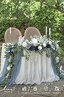 Vista 3 de Ling's moment Guirnalda de Flores de Primavera de 9 Pies - Flores de Arco de Boda para Decoración de Fondo, Eucalipto y Rosa, Guirnalda Floral