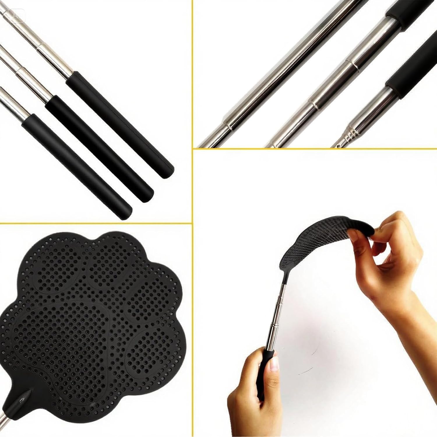 Fly Swatter, Elescopic Fly Swatters, FlySwatter for Indoors with Stainless Steel Handle 1PCS
