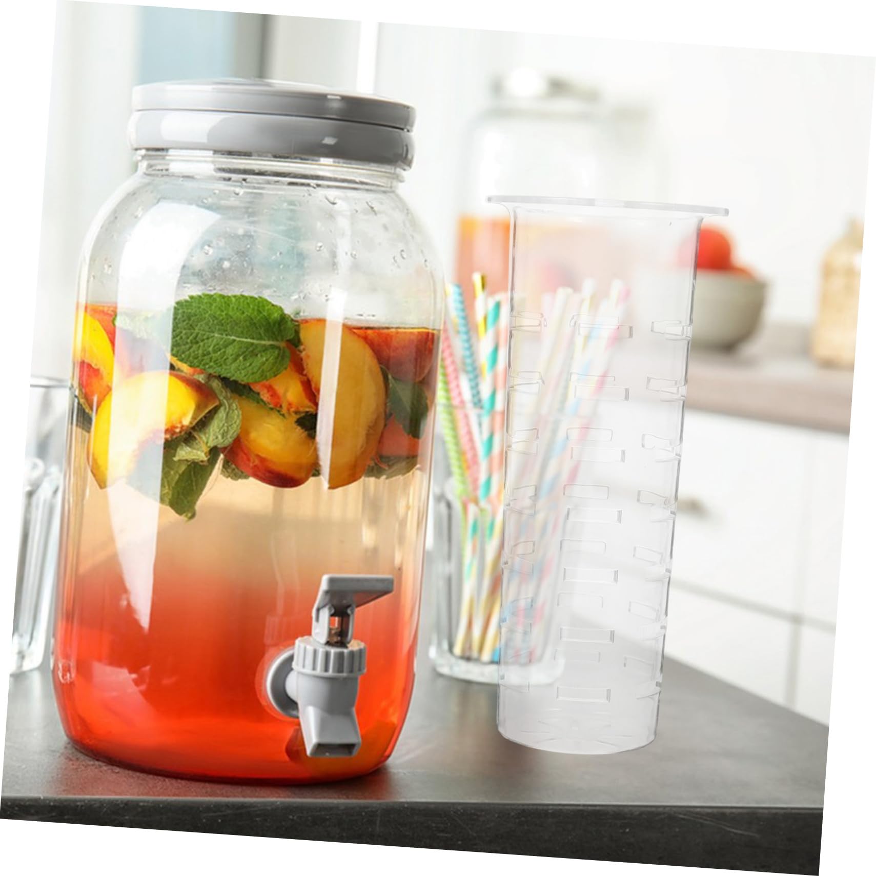 Infusor Dispensador de Bebidas de 4l Filtro para Pulpa, Material Acrílico Elegante y Diseño Estilizado, Adecuado para Decoración de Cocina