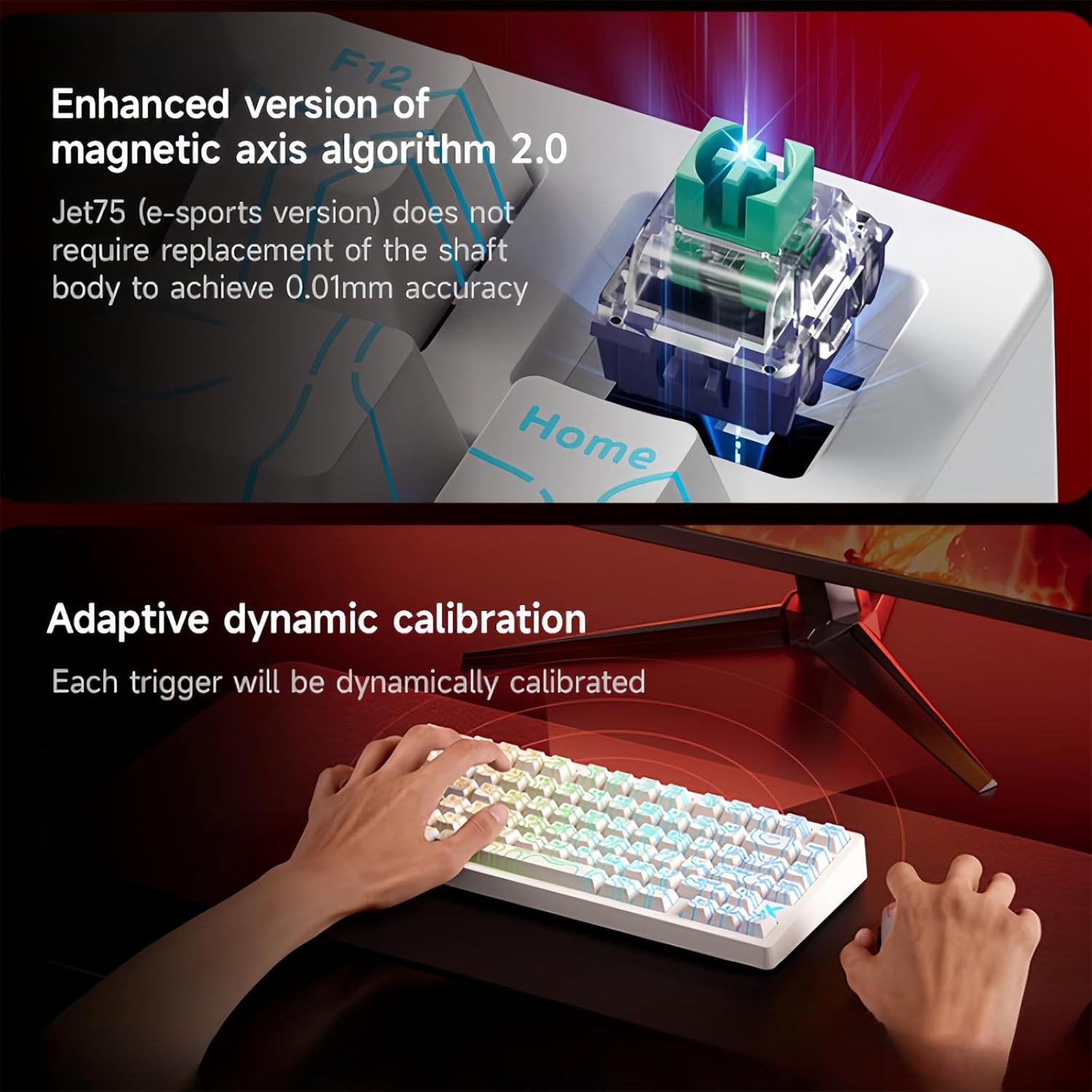 MCHOSE Jet 75 keyboard with vibrant RGB backlighting and translucent keycaps