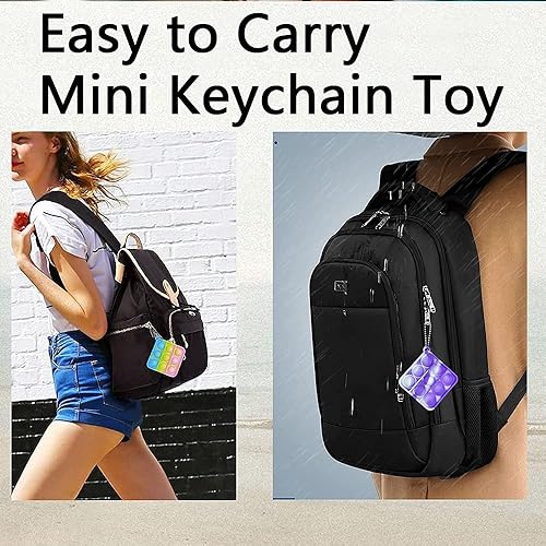 Miniatura 7 de ZNNCO Mini Fidget Toy Push pop Keychain Toy Anxiety Stress Reliever Hand Toys Squeeze Sensory Toys Acolorful, Azul y arcoíris, Morado y arcoíris,