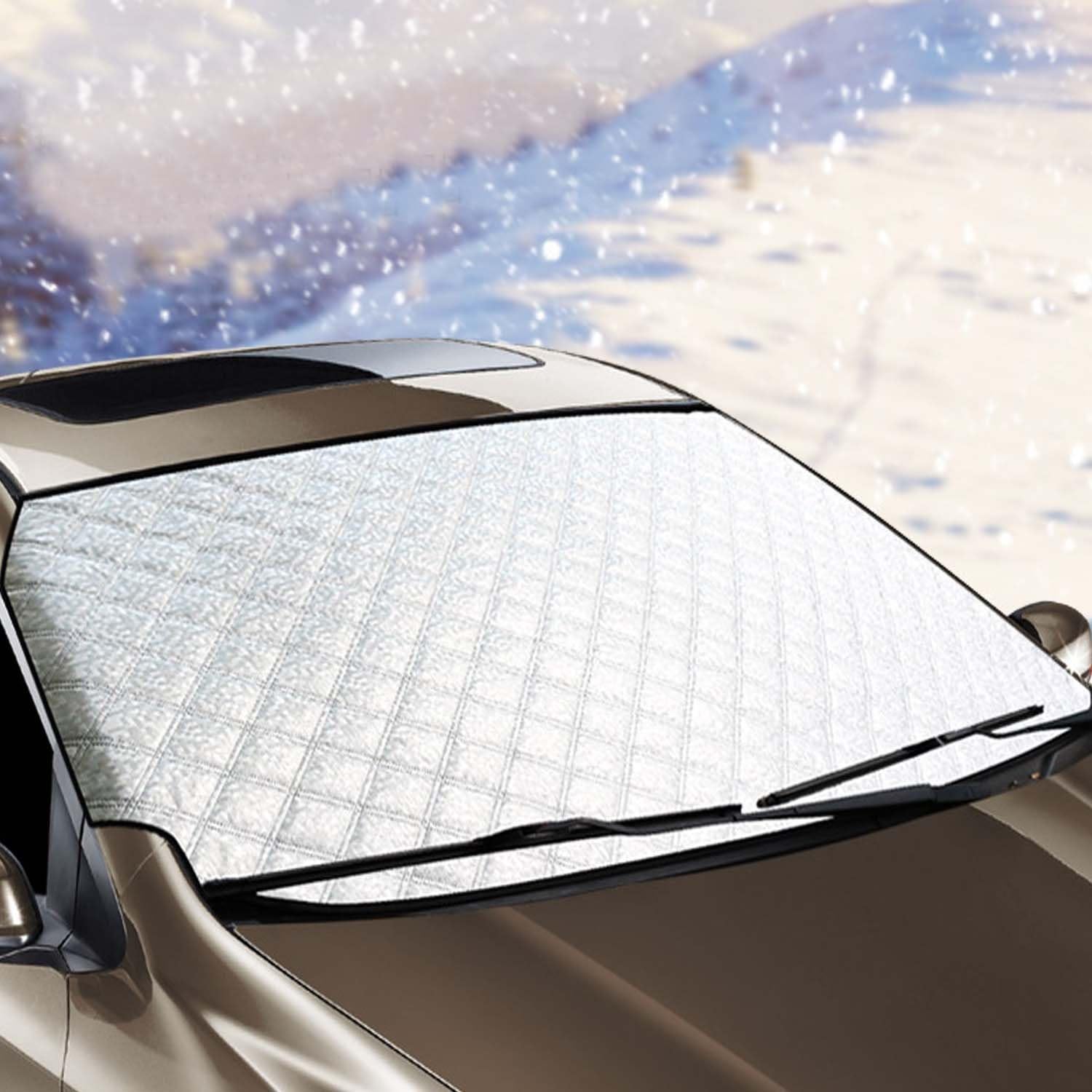 Car Windscreen Cover - Car Windscreen Frost Cover Heavy Duty Car Windshield Snow Cover Large Car Windscreen Frost Protector Ultra Thick Cover Perfect for Most of Cars Summer Winter (197x102cm)