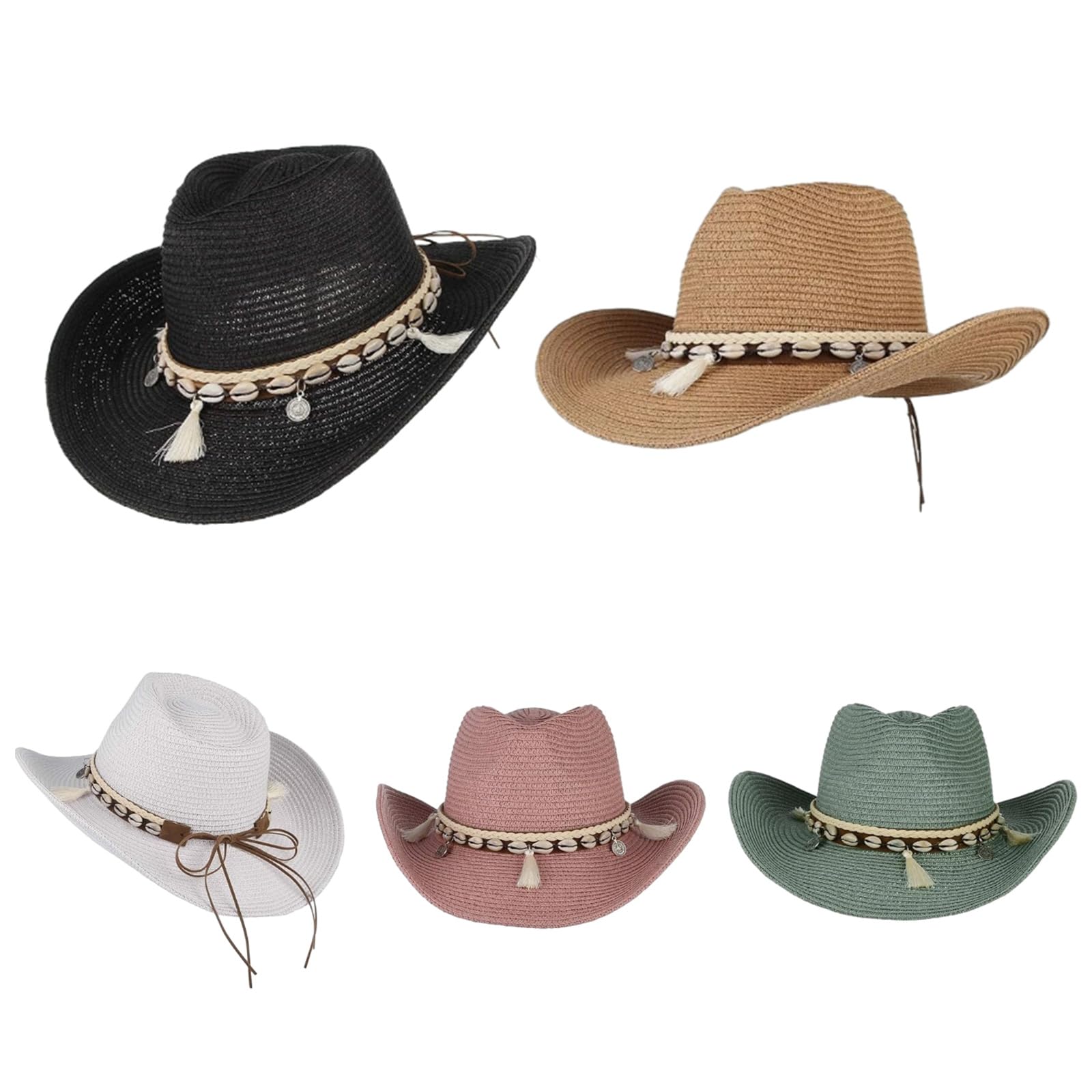 4341 Cowboy Hats Vacation Hat Adornment Straw Beach Panama Retro Straw Hat Panama Cowgirl Cowboy Hats for Men Women  main image 2