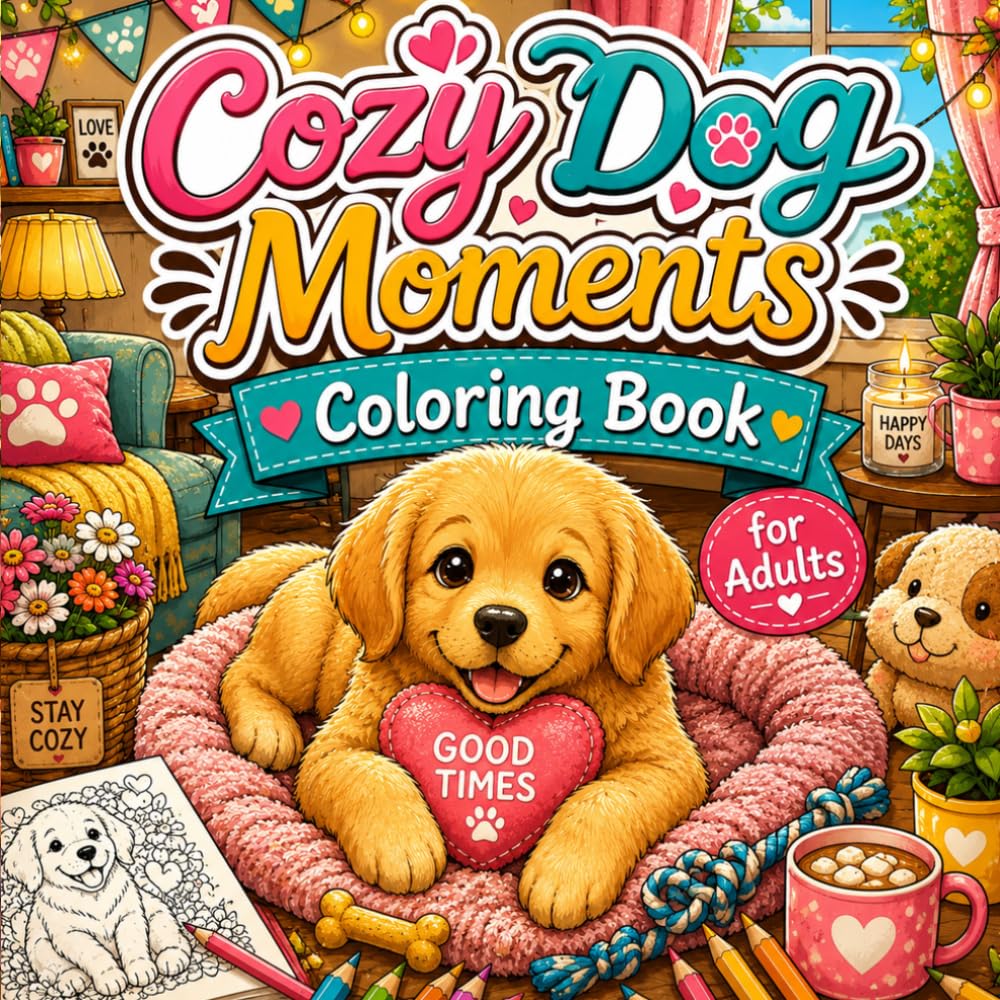 Cozy Dog Moments Coloring Book: Cute and Relaxing Dog Coloring Pages for Stress Relief, Mindfulness, and Creative Fun
