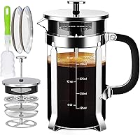 YMMIND 12oz Copper French Press Coffee Maker - 304 Stainless Steel, 4-Filter System, Heat-Resistant Borosilicate Glass, BPA-Free Plunger