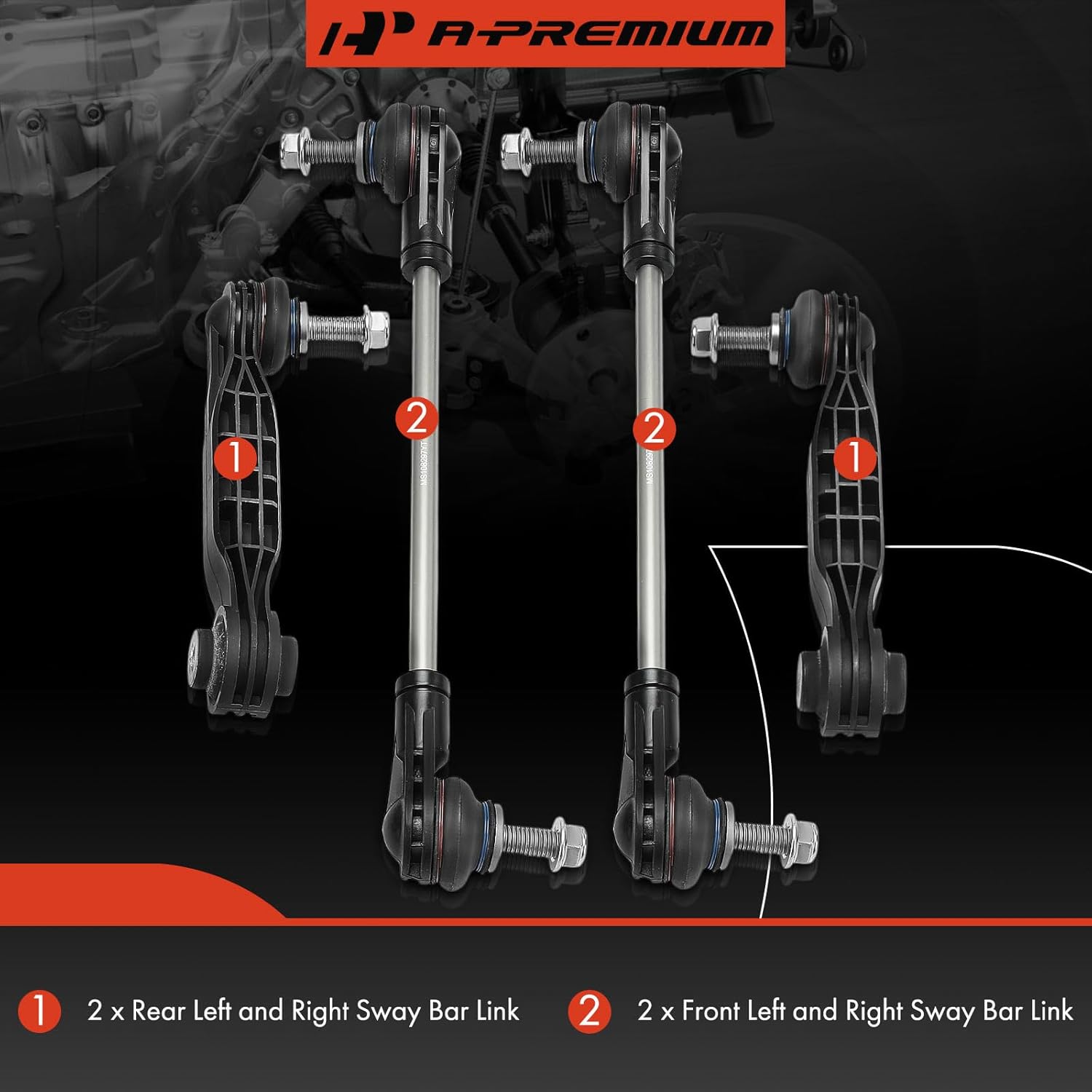 A-Premium Set of 4, Front and Rear Sway Bar Link Stabilizer Link Kit, Compatible with Volvo XC40 2019-2024, XC40 Recharge 2021-2024, C40 Recharge 2022-2024