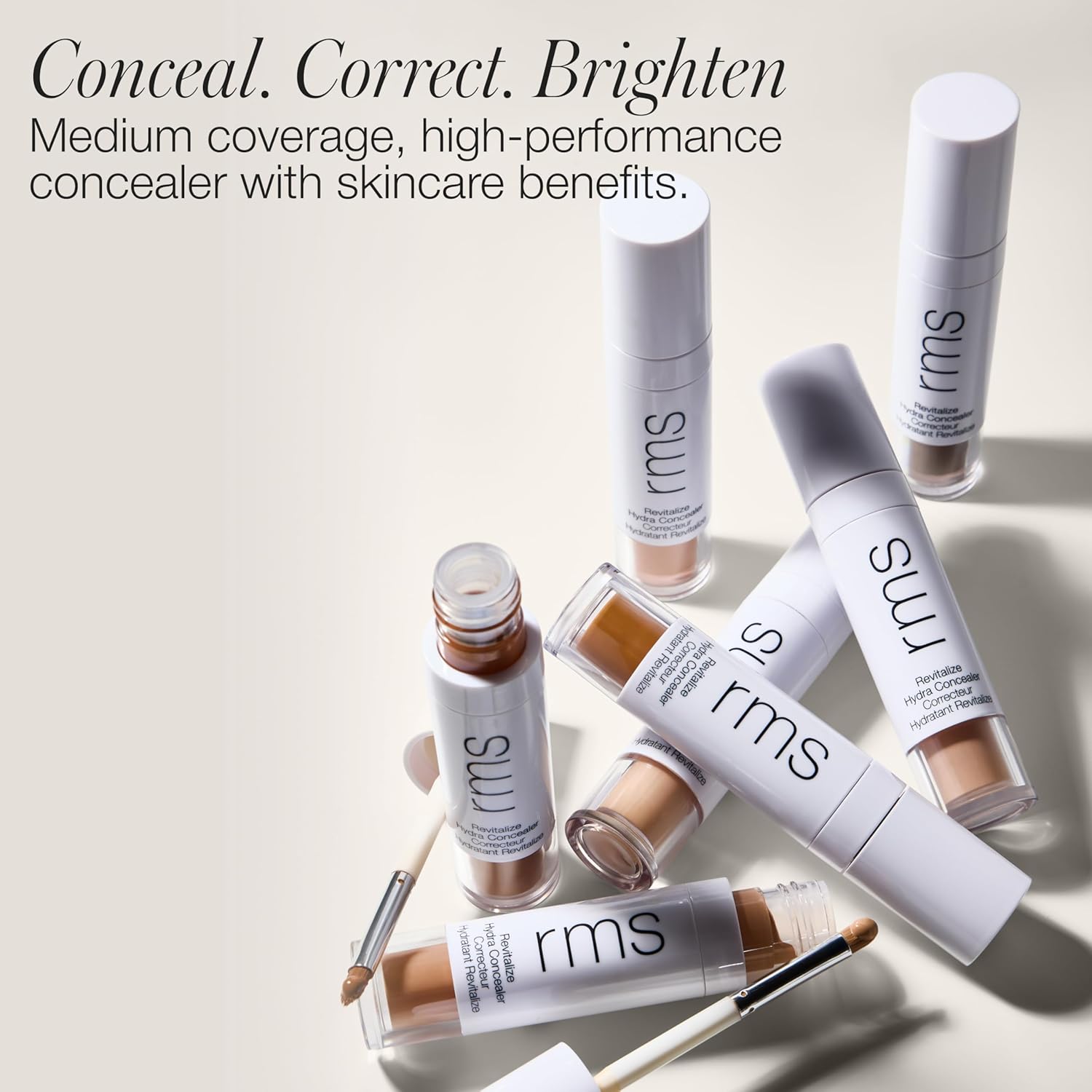 RMS Beauty Revitalize Hydra Concealer, Medium Coverage Hydrating Liquid Complexion Perfector, Skincare-Infused Lightweight and Creaseproof with Built-In Brush Applicator - Image 2
