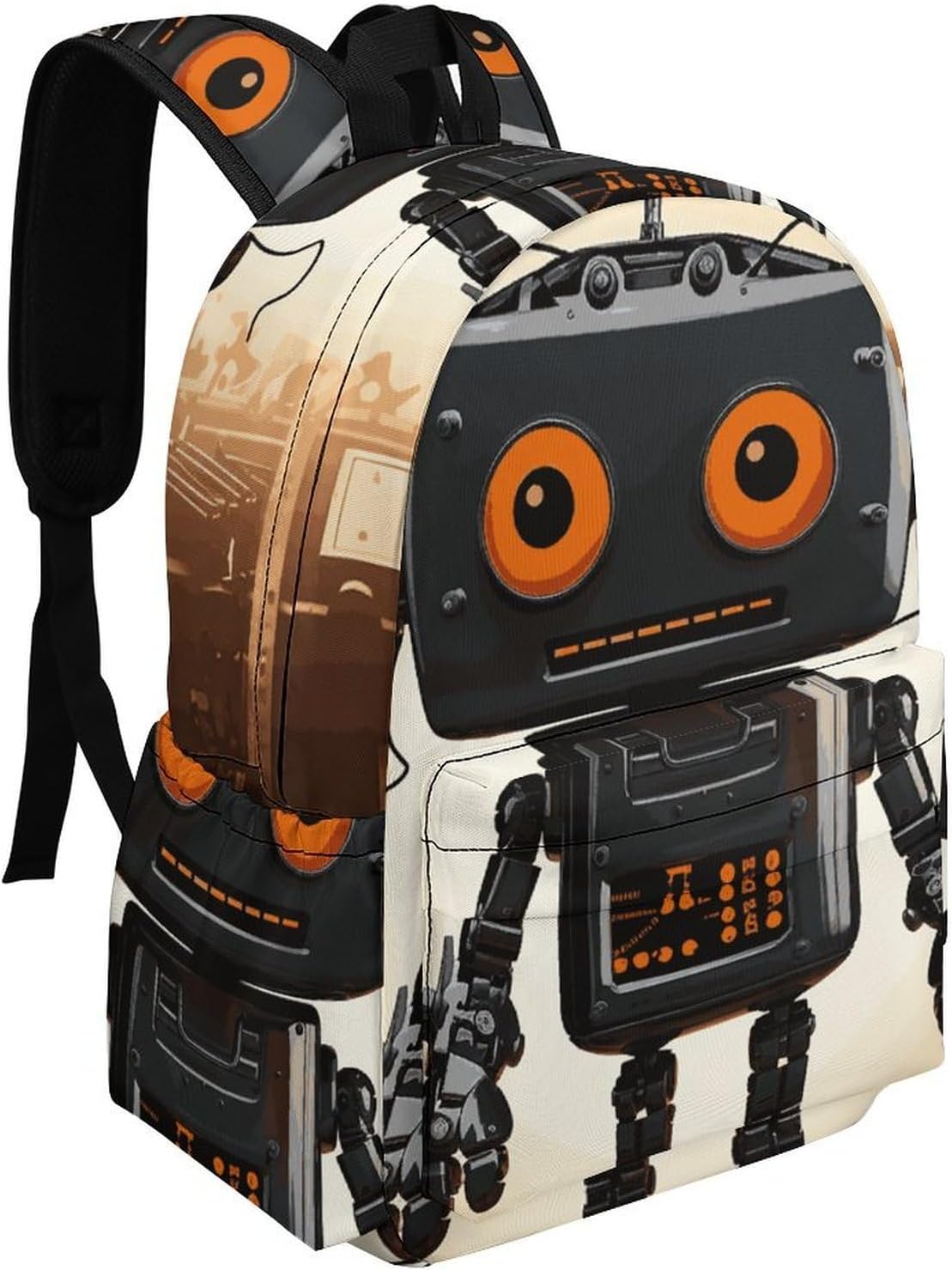 Laptop Travel Backpacks Large Capacity Black Robot Bookbags for Outdoor Sports Office Work