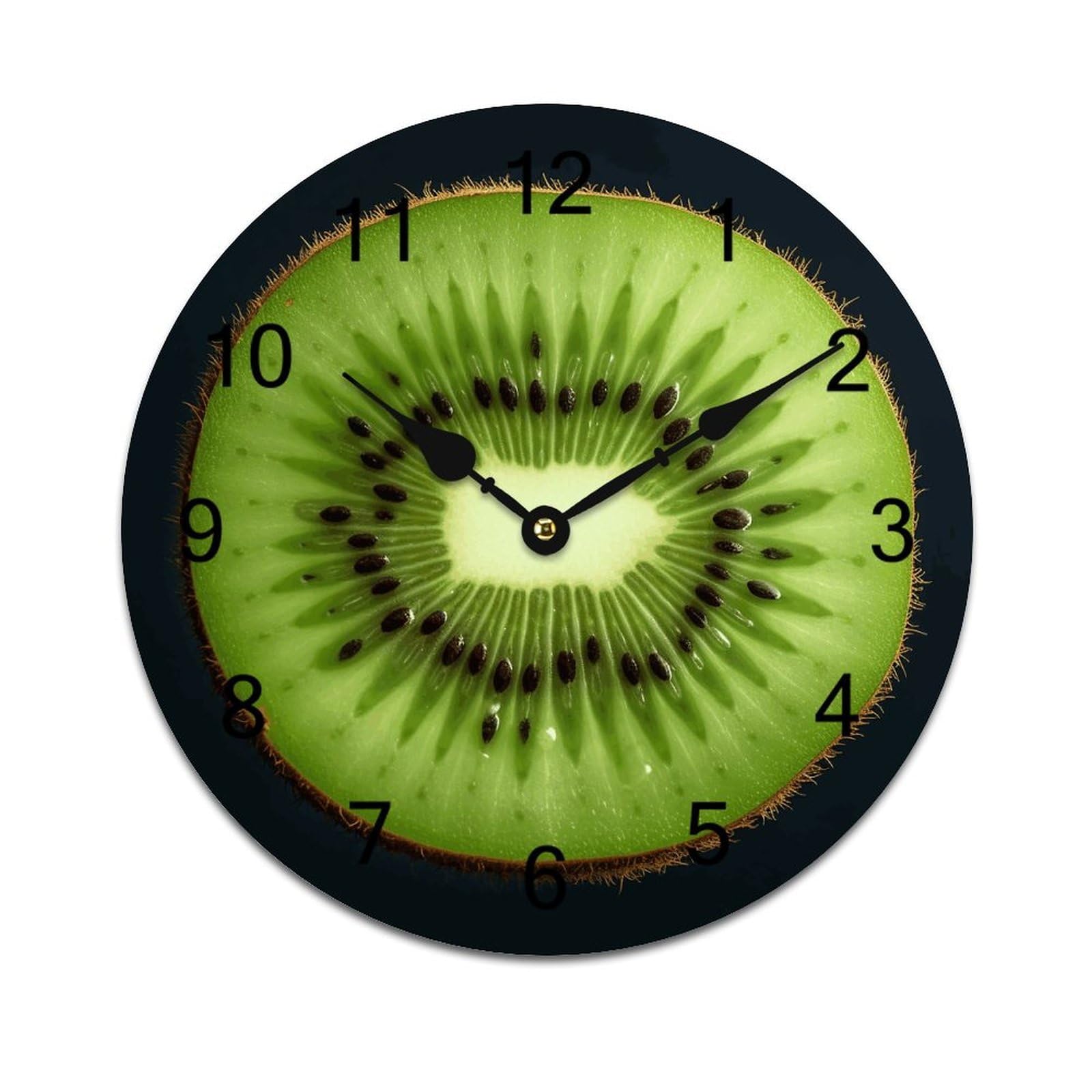 Horloge murale ronde Kiwi silencieuse pour décoration de salon et bureau sans bruit