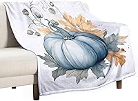 Vista 12 de Manta rústica de calabaza azul polvoriento, con estampado de acuarela, Acción de Gracias o Halloween, manta suave de 30 x 40 pulgadas, acogedora