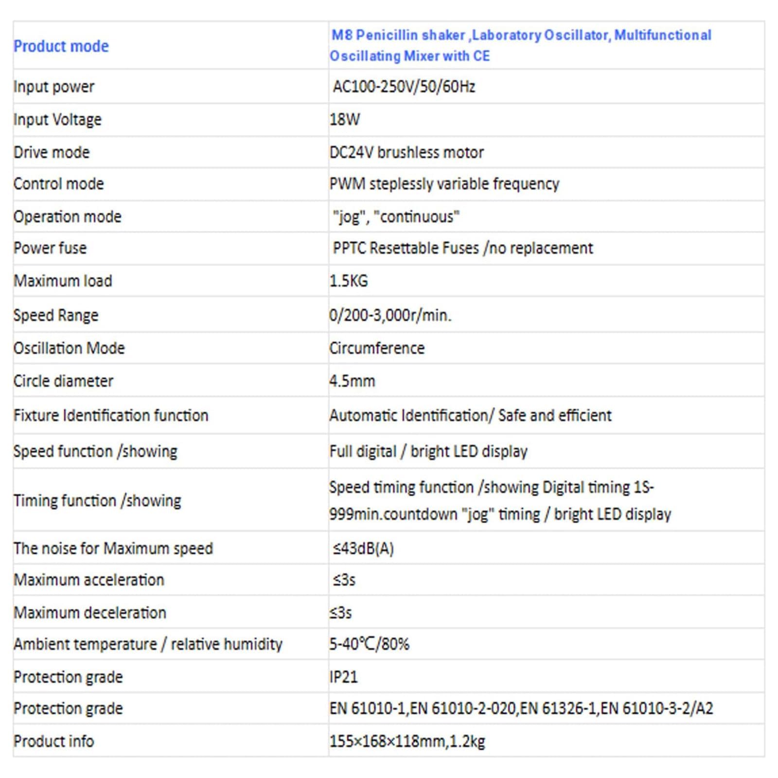 Laboratoryjny mikser wirowy, wielofunkcyjny mikser oscylacyjny laboratoryjny, z 6 wymiennymi modułami, wyświetlacz LCD, prędkość 200-3000 obr./min, czas 1s-999 min, do kolb / płyty ELISA / probówek
