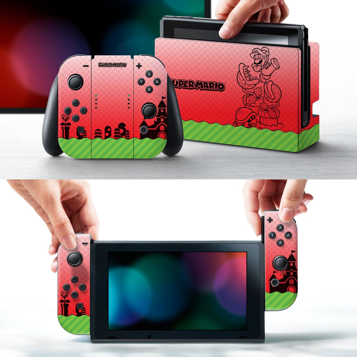 Controller Gear Nintendo Switch Skin & Screen Protector Set Officially Licensed By Nintendo - Super Mario "Piranha Plant" - Nintendo Switch : Video Games