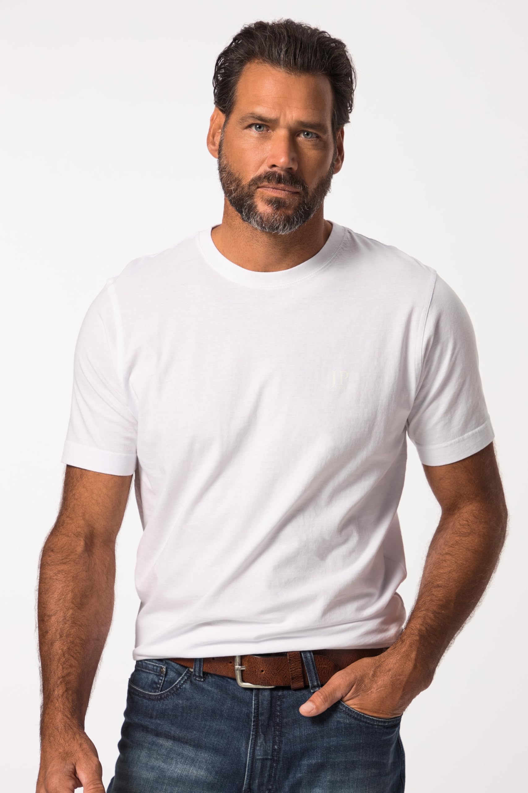 JP 1880 Herren Bis 8XL, T-Shirt im Doppelpack, Basic-Shirt aus Reiner Jerseyqualität, Rundhals, Bequeme Passform T-Shirt (2er Pack)