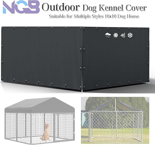 Miniatura 4 de NGB Cubierta para valla de perrera para exteriores de 10 pies de ancho x 10 pies de largo, con múltiples cuerdas elásticas de bolas, hecha de tela
