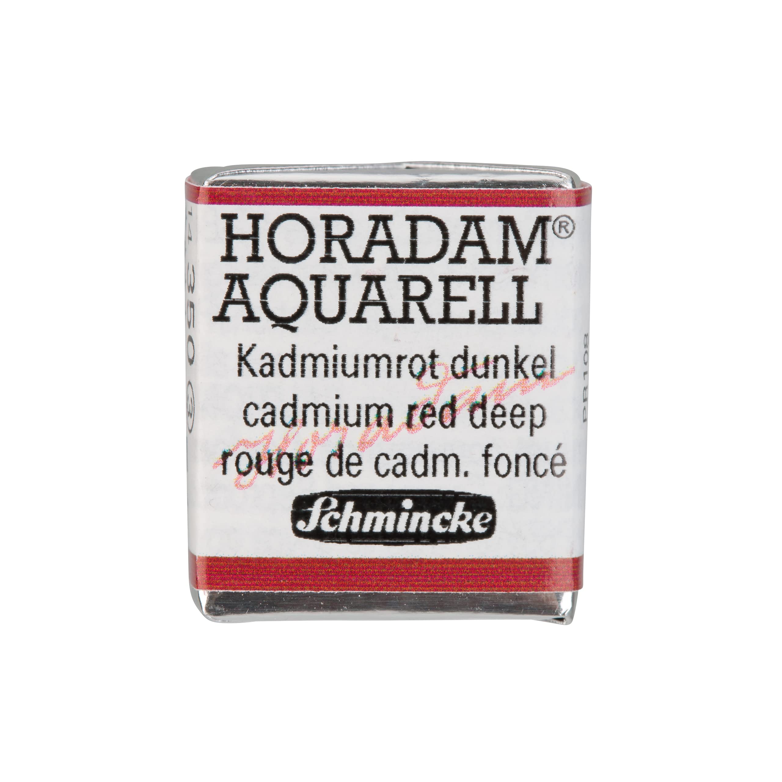 Schmincke - HORADAM® AQUARELL - finest artists' watercolour paints, 350 Cadmium red deep, 14 350 044, 1/2 pan — image 1