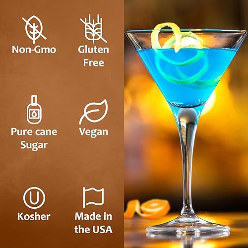 Miniatura 4 de Syruvia Jarabe de curazao azul (25.40 onzas líquidas), infusión exótica de cítricos azules, Kosher, sin gluten, perfecto para elaborar cócteles