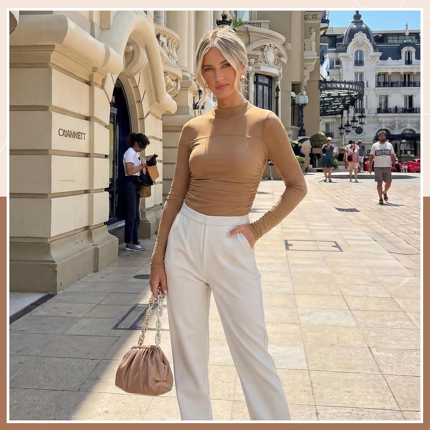 Capoda 3 Pack Women Sheer Mesh Tops Long Sleeve Mock Turtle Neck Shirts Ruched Fitted Blouse Trendy Going Out Party Clubwear - Image 7