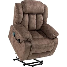 Electric Lift Recliner Chair for Adults, Power Reclining Chair with Vibration Massage and Heat, Living Room Single Recliner Sofa, Brown