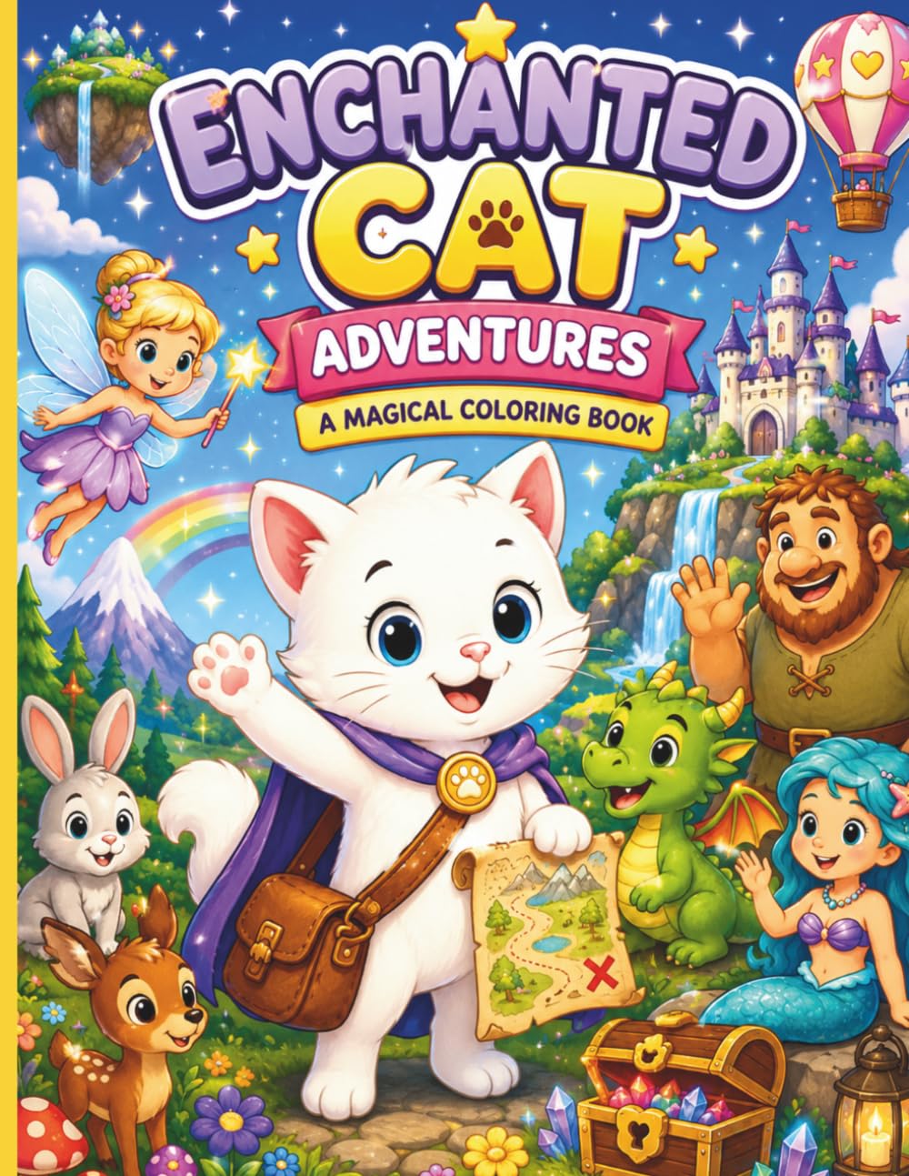 Enchanted Cat Adventures: A Magical Coloring Book
