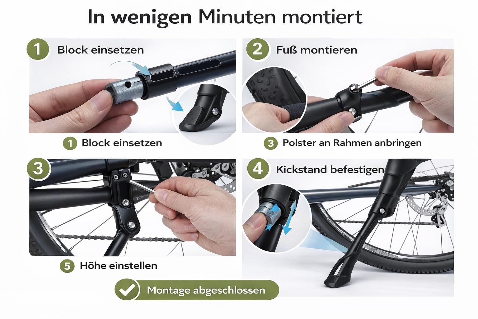 Digital WWWebshop Fahrradständer 24–29 Zoll Höhenverstellbar/Einstellbar – Aluminium Seitenständer für E-Bike, Mountainbike, Trekkingrad, cityrad – Stabil – inkl. Winkelschlüssel Sport & Freizeit