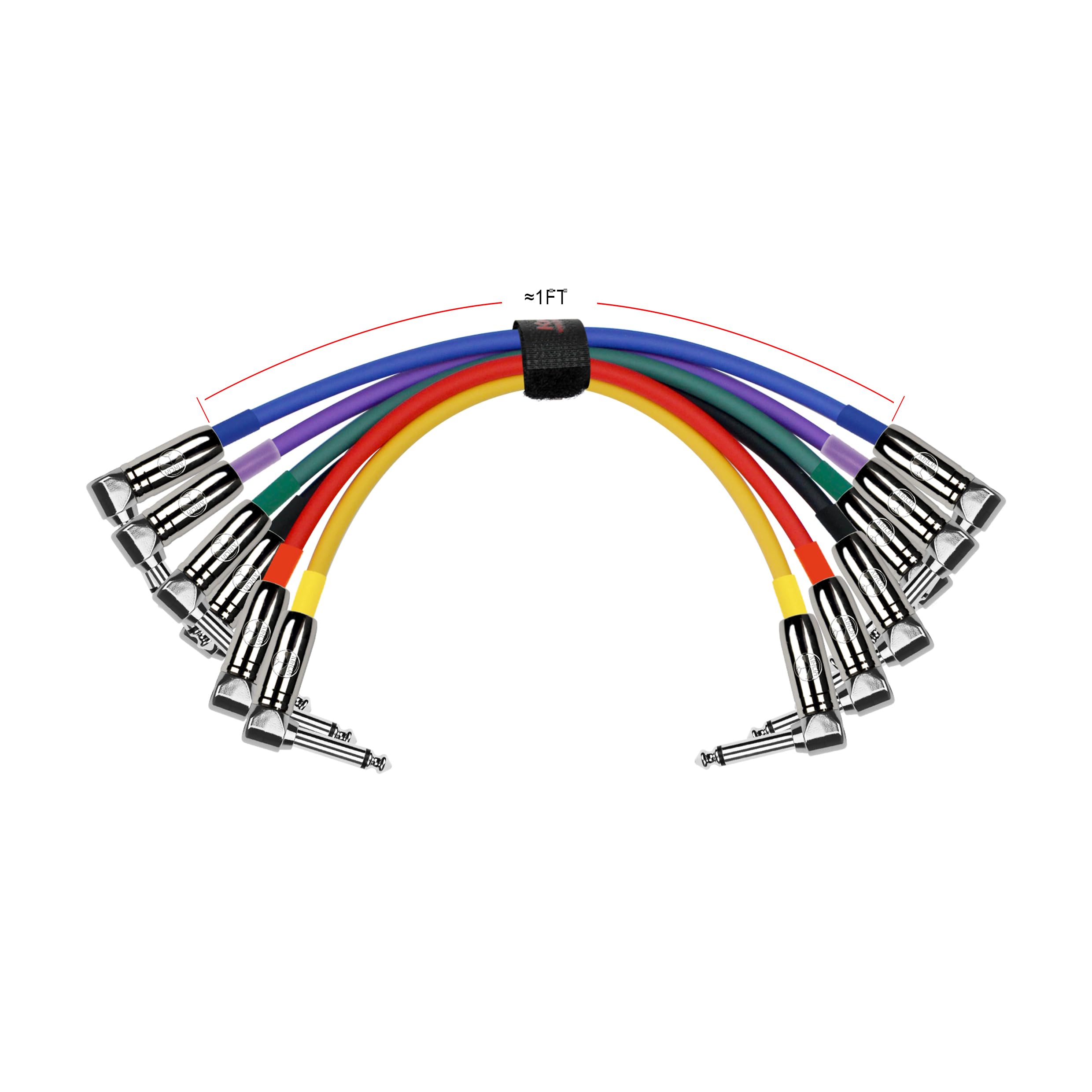 Cable Kirlin IP6 – 243pn-01 – 1 pie – Conectores de ángulo recto 1/4-inch Colored cable de conexión