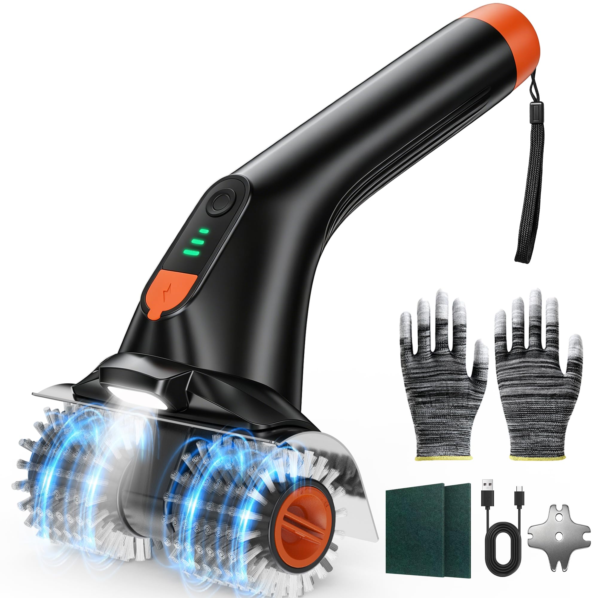 Electric Grill Brush, Ultra-High 80W Power Dual-Head Cordless Rechargeable Grill Cleaner with 2.5H Fast Charge, Heat-Resistant, Waterproof, Anti-Splatter, Ergonomic Design BBQ Grill Brush.