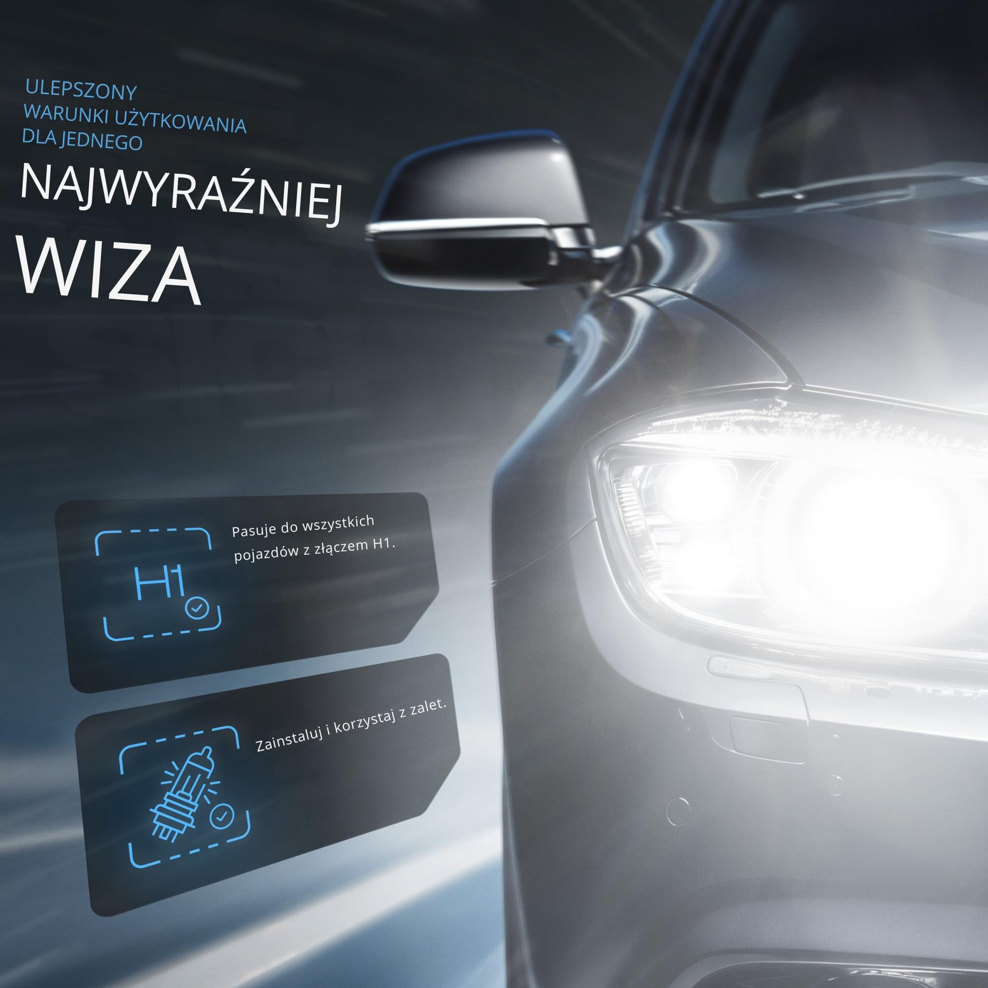 Gread H1 Box żarówki halogenowe o wyglądzie ksenonowym, super białe, 8500 K, 55 W, znak certyfikacji E, 100% idealne dopasowanie i długa żywotność