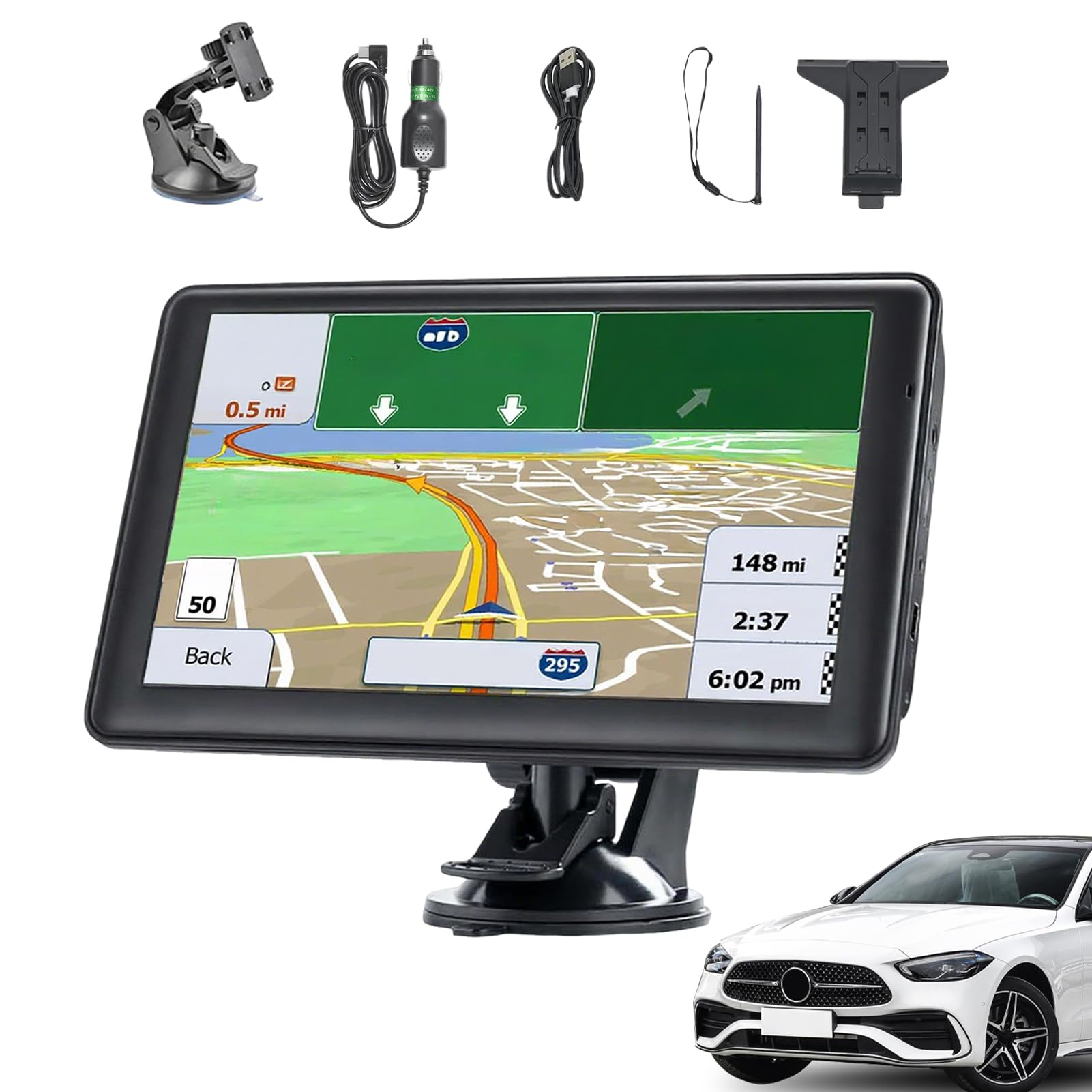 di Navigazione Per Auto, Di Navigazione Con Schermo 18 Cm - Schermo Tocco | Dispositivo Portatile con Mappe Intelligente per Viaggi Lunghi Camper Camion