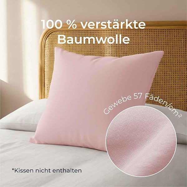 Kissenbezug 40x40 Baumwolle Renforcé (2er-Set) - Rosa - Dicht gewebt mit 57 Fäden/cm² - 40x40cm Kissenbezug - Oeko Tex Zertifiziert - Dreamzie - 3