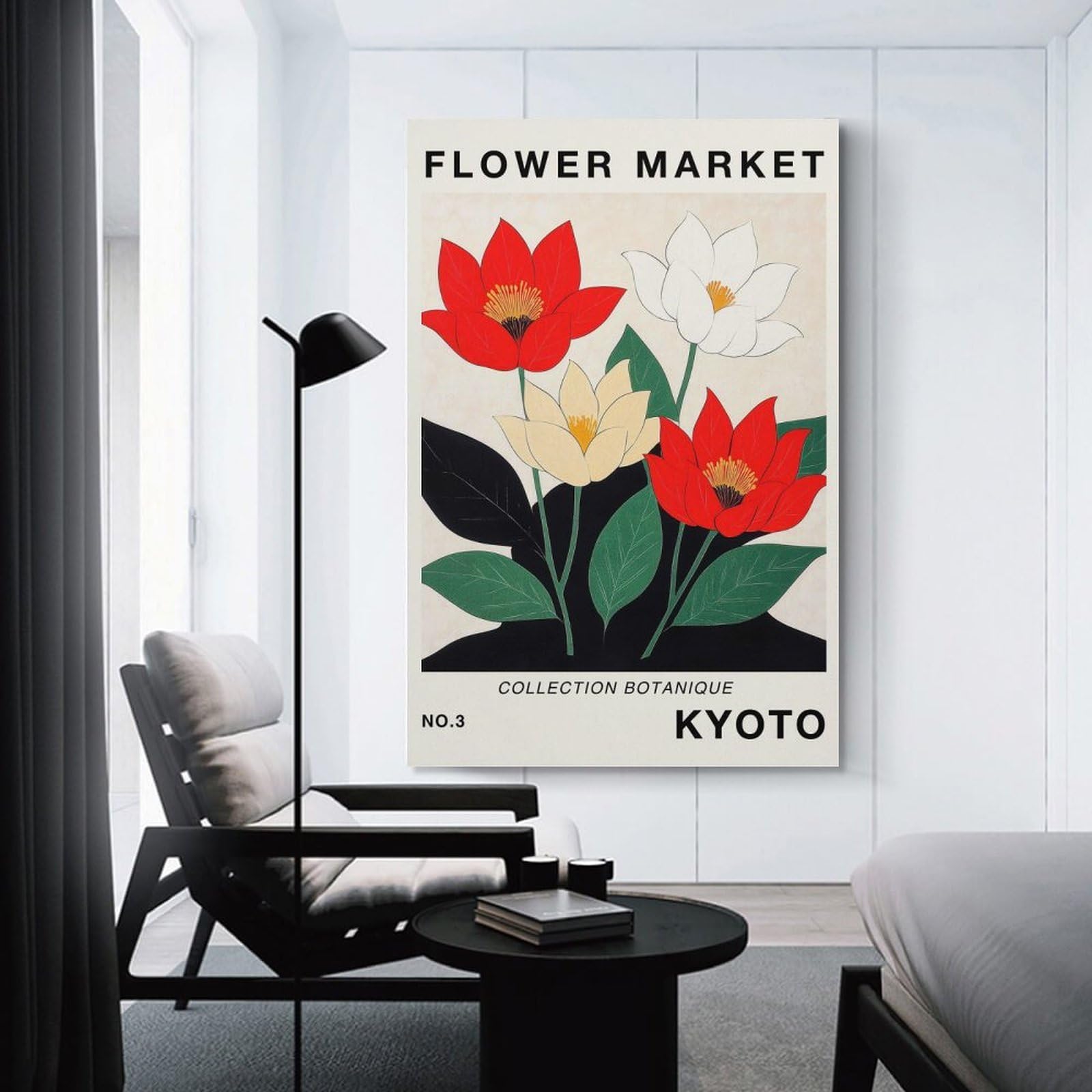 Junmoney Kyoto Flower Market Travel Art Print Decorative Canvas Print 20x30inch(50x75cm), for Corridors, Hallways Or Apartment Entries, Decorative Wall Art for Narrow Spaces