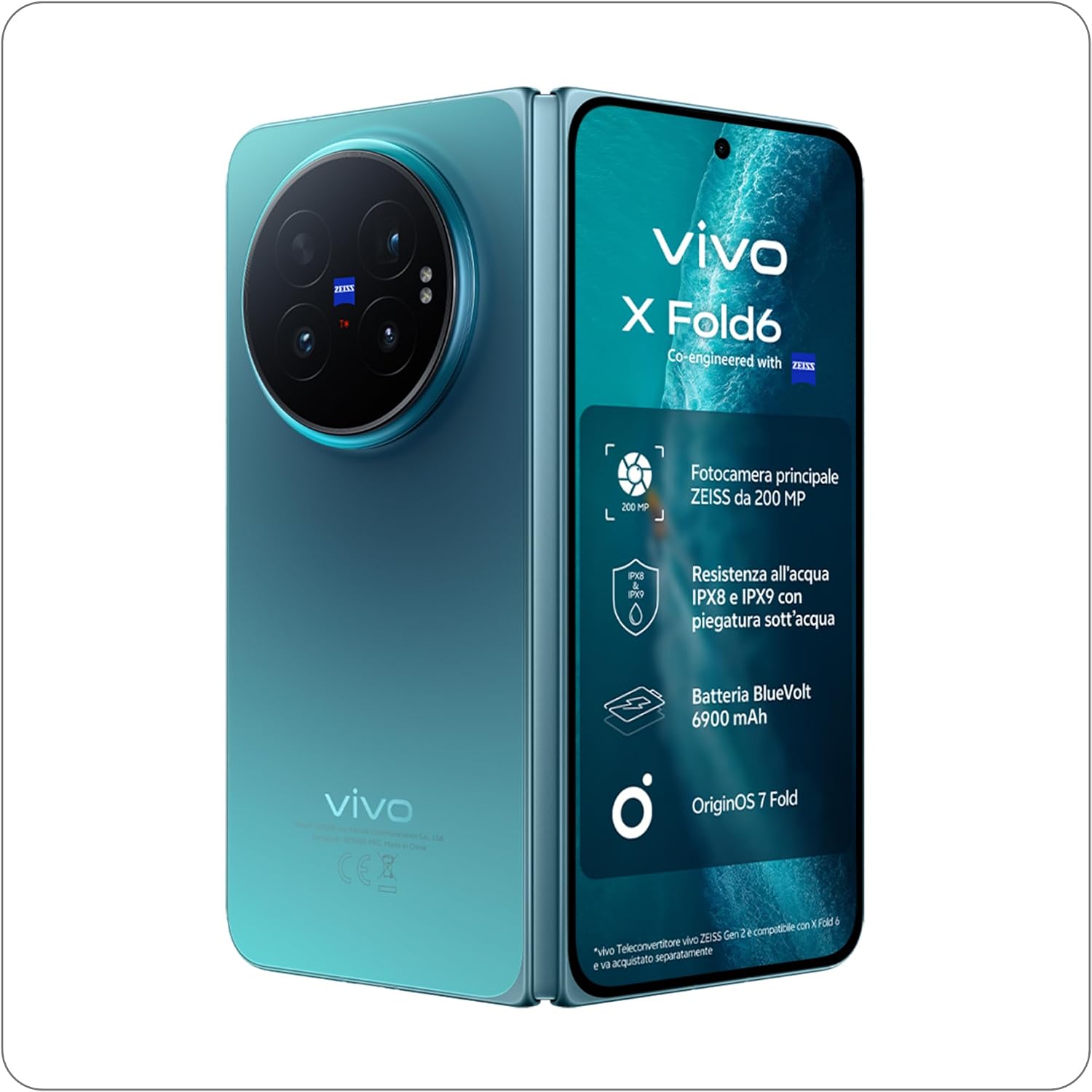 vivo Smartphone X Fold6 5G 12+512 GB, fotocamera ZEISS da 200 MP