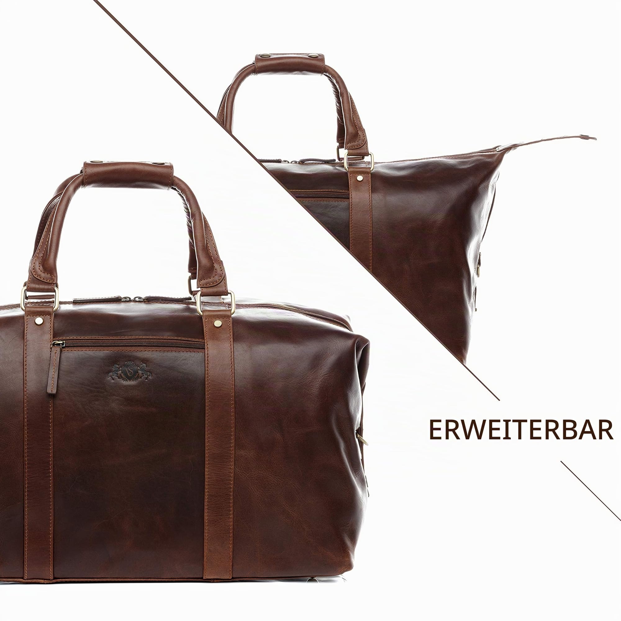 SID & VAIN große XL Reisetasche echt Leder - Sporttasche groß Zane XL - Weekender Handgepäck Herrentasche mit Schultergurt - Ledertasche Herren braun handgefertigt