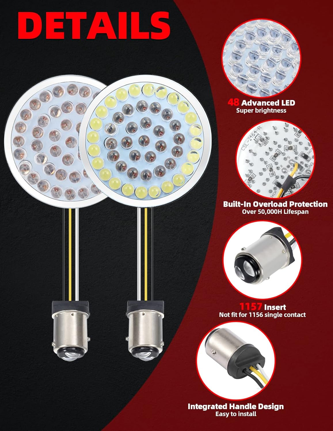 Amazicha 1157 LED Motorcycle Turn Signals 2" Bullet Front Rear Turn Signals Lens Covers Kit Compatible for Harley Touring Street Glide Dyna Sportster Softail Electra Road Glide 1986-2024