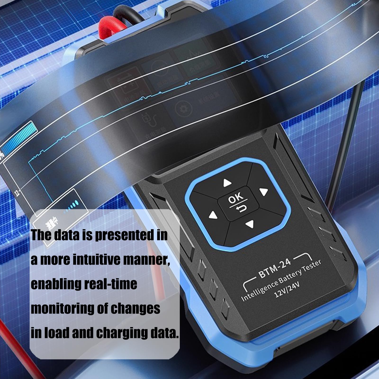 Testeur de charge de batterie automobile multiple avec affichage de 6,1 cm en temps réel pour voiture, camion, moto, outil d'analyse de batterie automobile