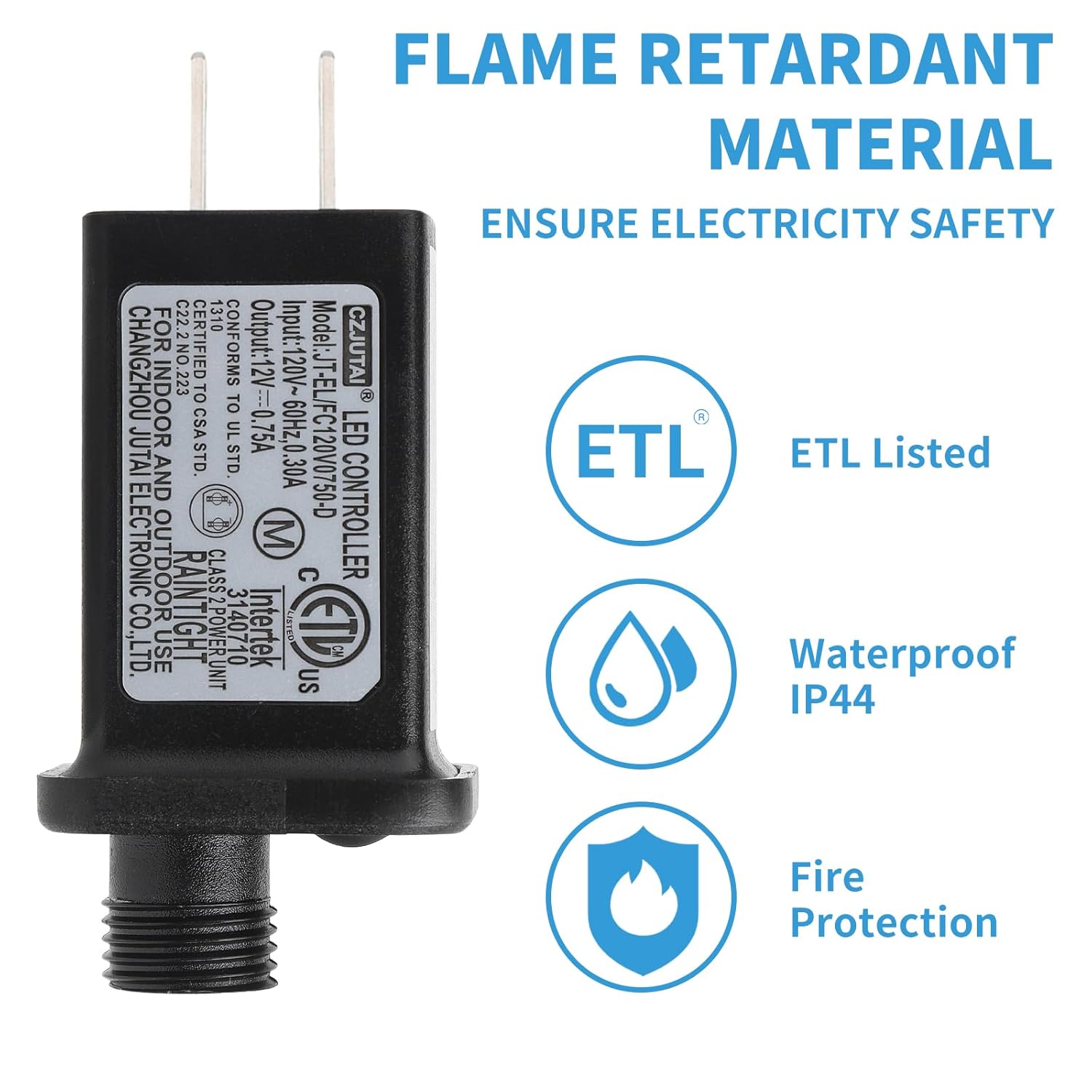 12V 9W Class 2 Power Supply 2 Pack, 8 Modes Supply DC Low Voltage Transformer IP44 Power Adapter Driver for Inflatable Indoor/Outdoor Decor Lights Christmas LED Strip, IP44 Waterproof, ETL Listed
