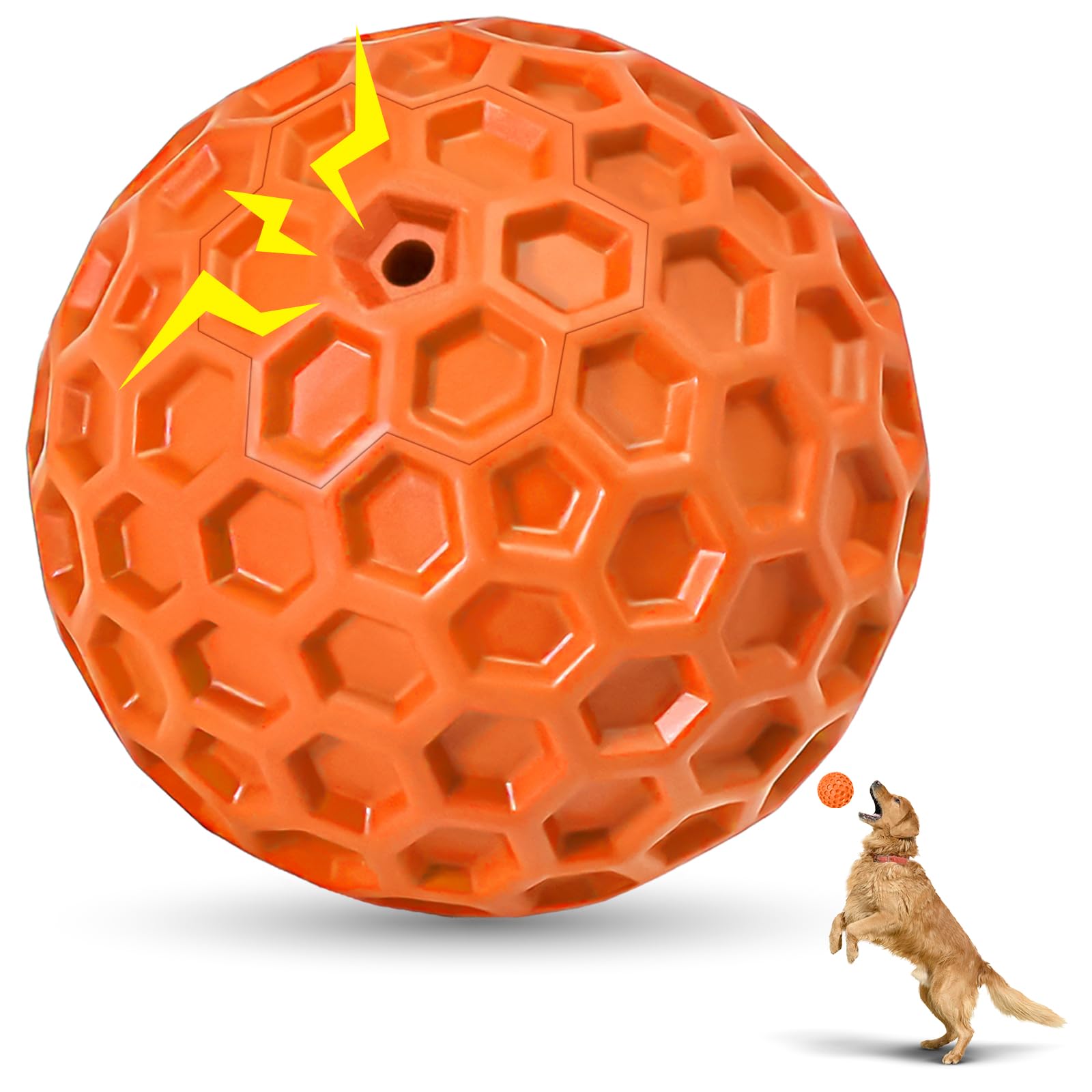 Indestructible Squeaky Dog Ball for Aggressive Chewers, Rubber Interactive Dog Toy for Teething, Relieving Anxiety. Chew Toy for Large, Medium Breeds, Outdoor & Indoor Ball. — image 1