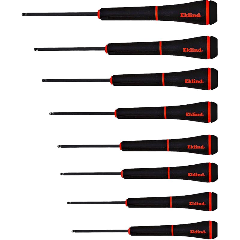 Eklind Tool 92500 Kit de Chaves Allen de Precisão Ball-Hex com Cabo, Tamanhos SAE de 1,27 a 3,97 mm, 8 peças