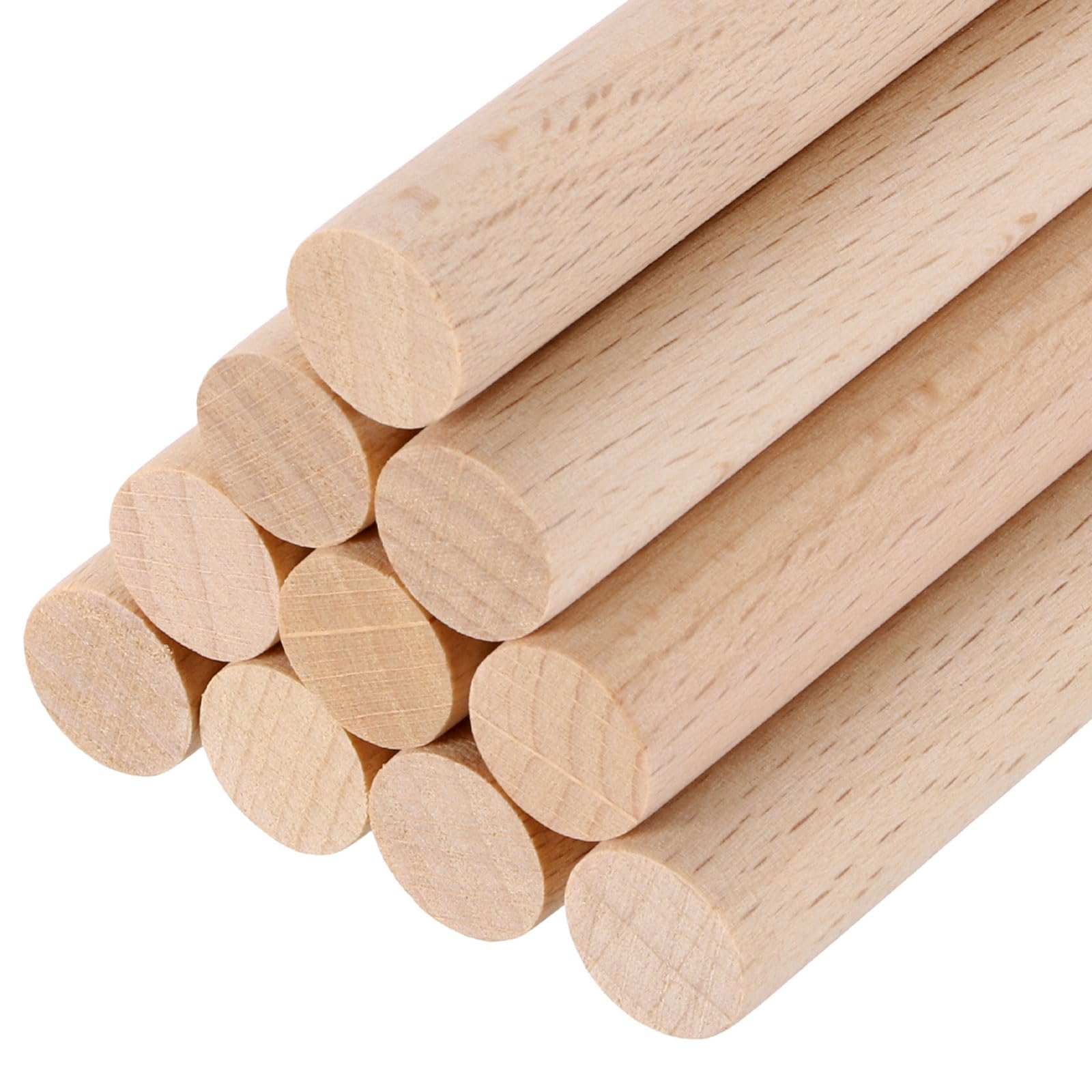 sourcing map Wooden Dowel Rods,12mmx100mm Round Wooden Rod Unfinished Solid Wood Sticks Crafts Wand for Arts Decoration, Craft and DIY Projects Wand,Pack of 10