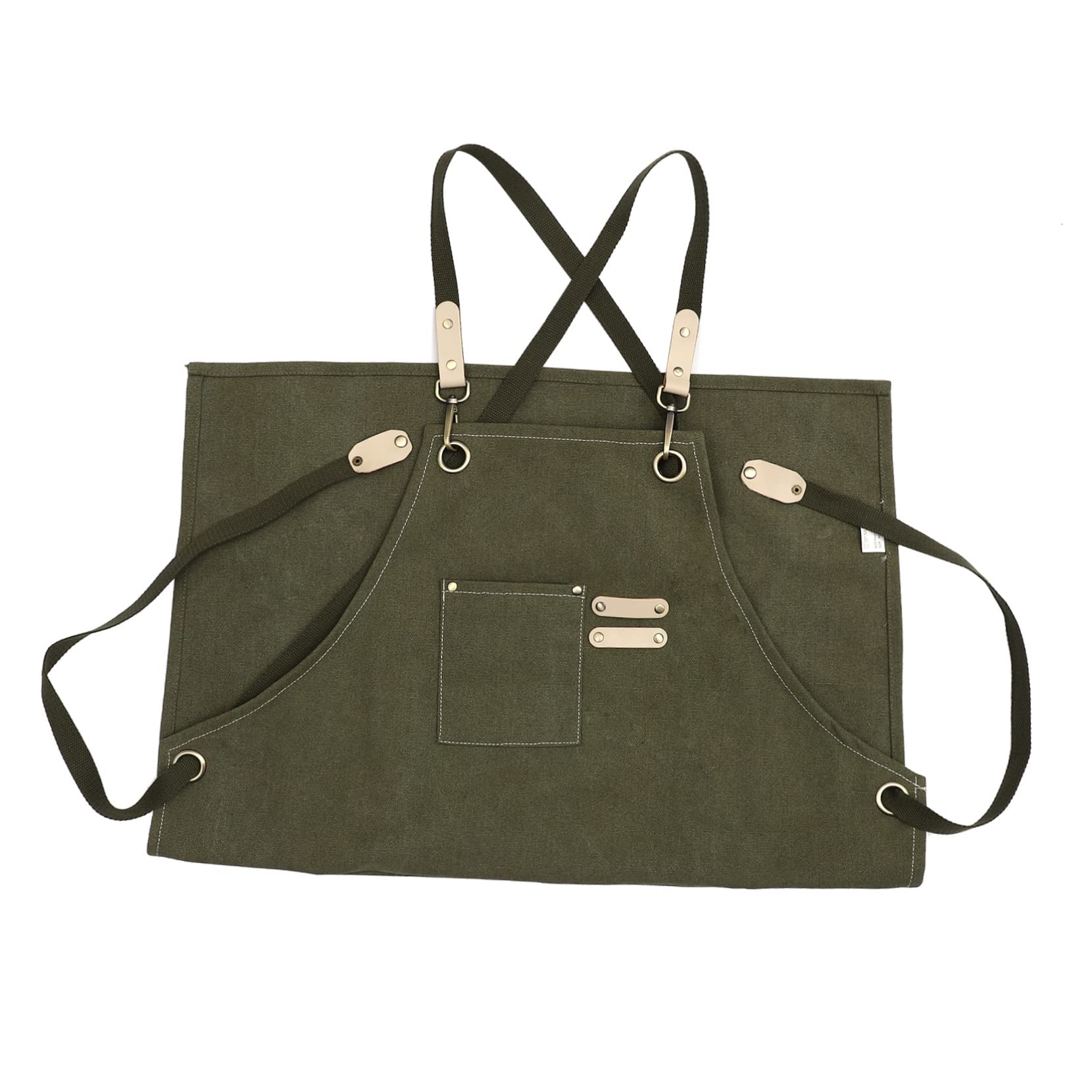 Grembiule in Canvas Denim Regolabile Tasche, Verde