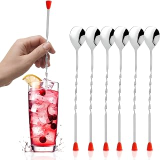OCS Parts 11-Inch Stainless Steel Bar Spoons Set of 6 - Dishwasher Safe Mixing Spoons for Cocktails, Drinks & Coffee