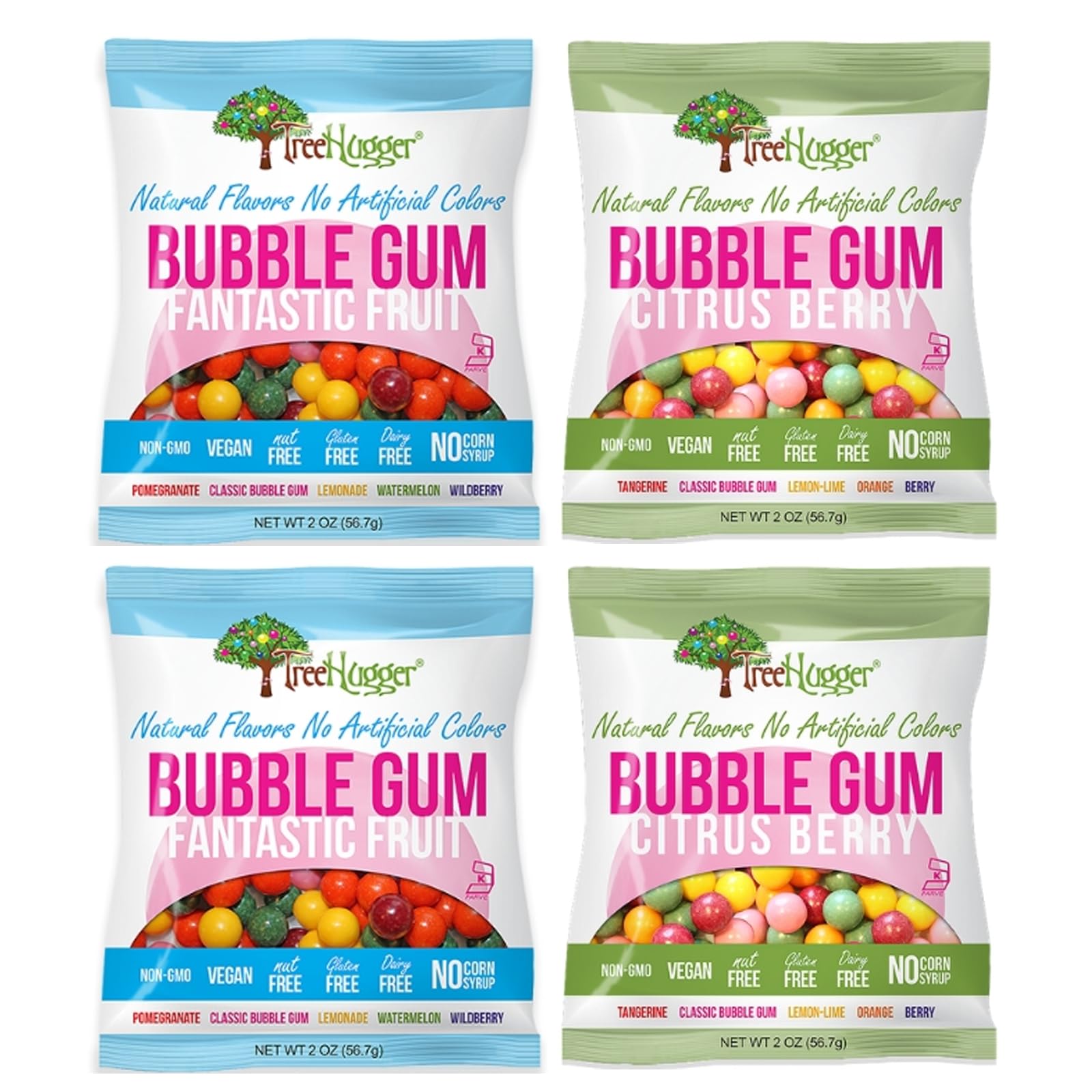 Tree Hugger Bubble Gum - Variety Pack - 2 Oz (4 bags)