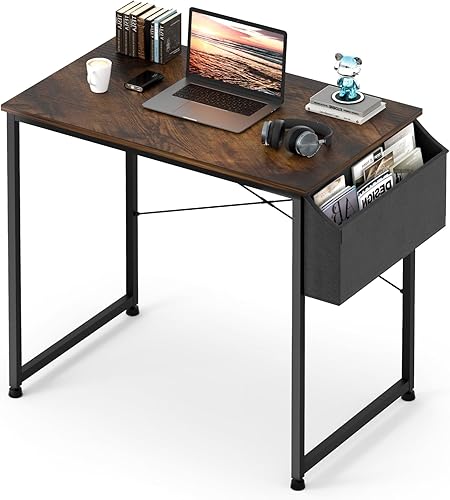 Miniatura 5 de Magshion Escritorio simple de computadora de 32 pulgadas, mesa de estudio moderna para estudiantes con bolsa de almacenamiento para el hogar,