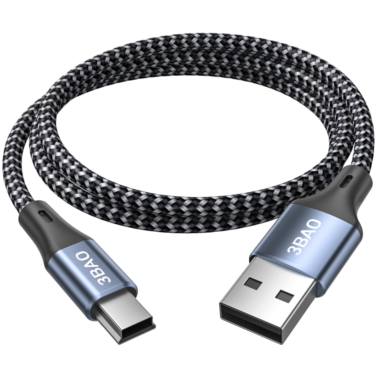 Mini USB Cable 1m, USB 2.0 Type A to Mini B Fast Charging Braided Data Charging Cord Compatible with Blue Yeti Microphone Hero HD, Cell Phones, MP3 Players, Dash Cams, Digital Cameras, Dash Cams.