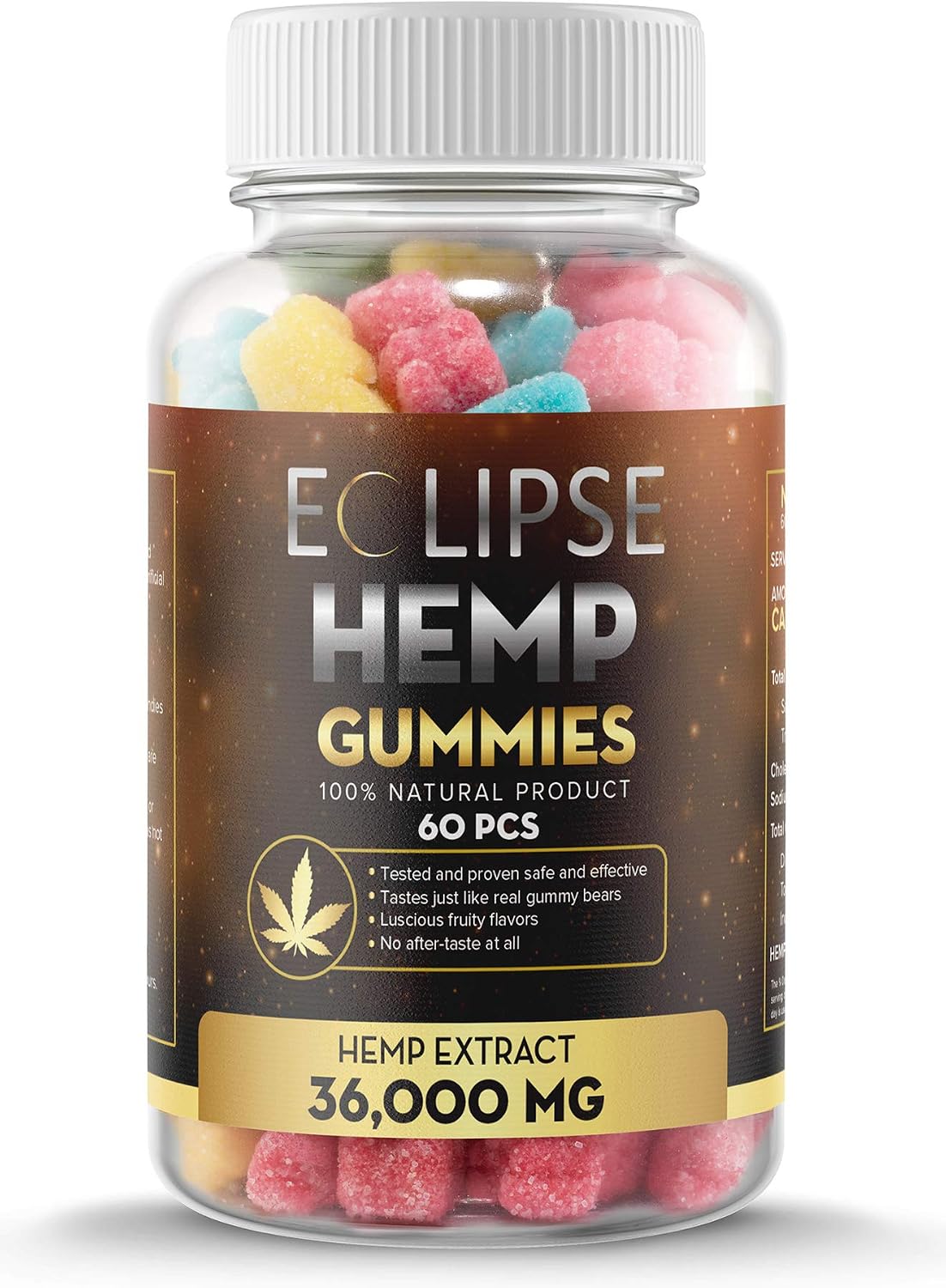 Eclipse Hemp Hemp Gummies - 36,000 MG (60 Count) - 600 MG Per Gummy Bear with Hemp Extract - Made in USA
