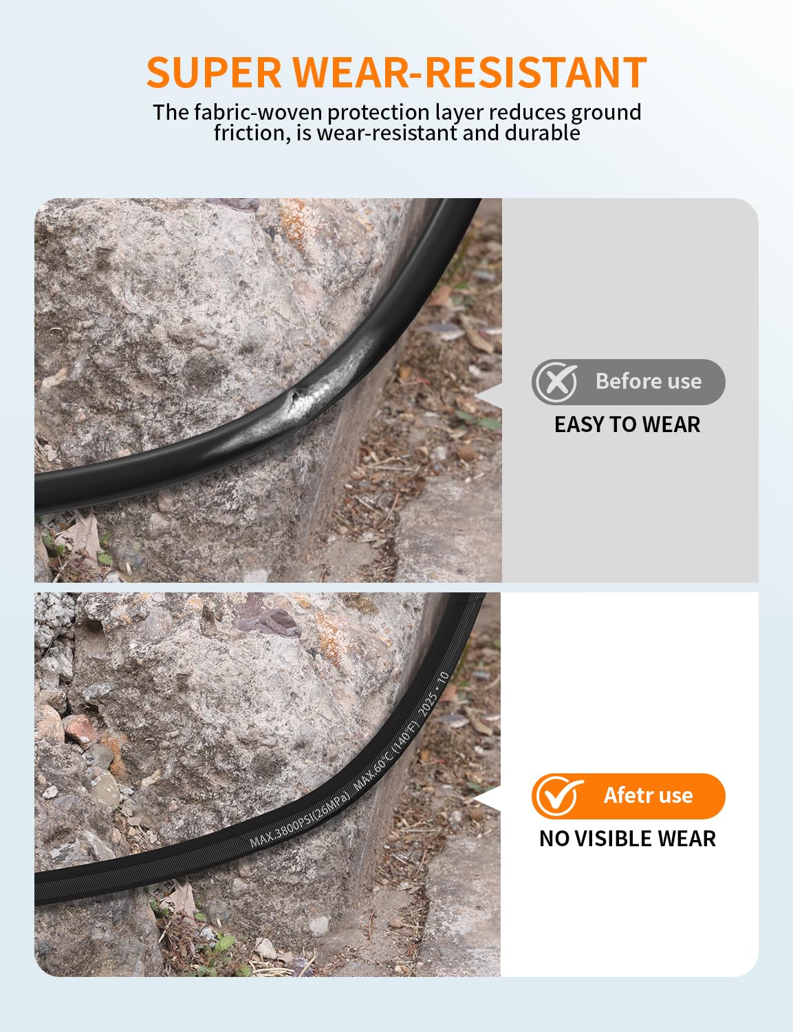 Tubo flessibile per idropulitrice, 15,2 m, in acciaio intrecciato