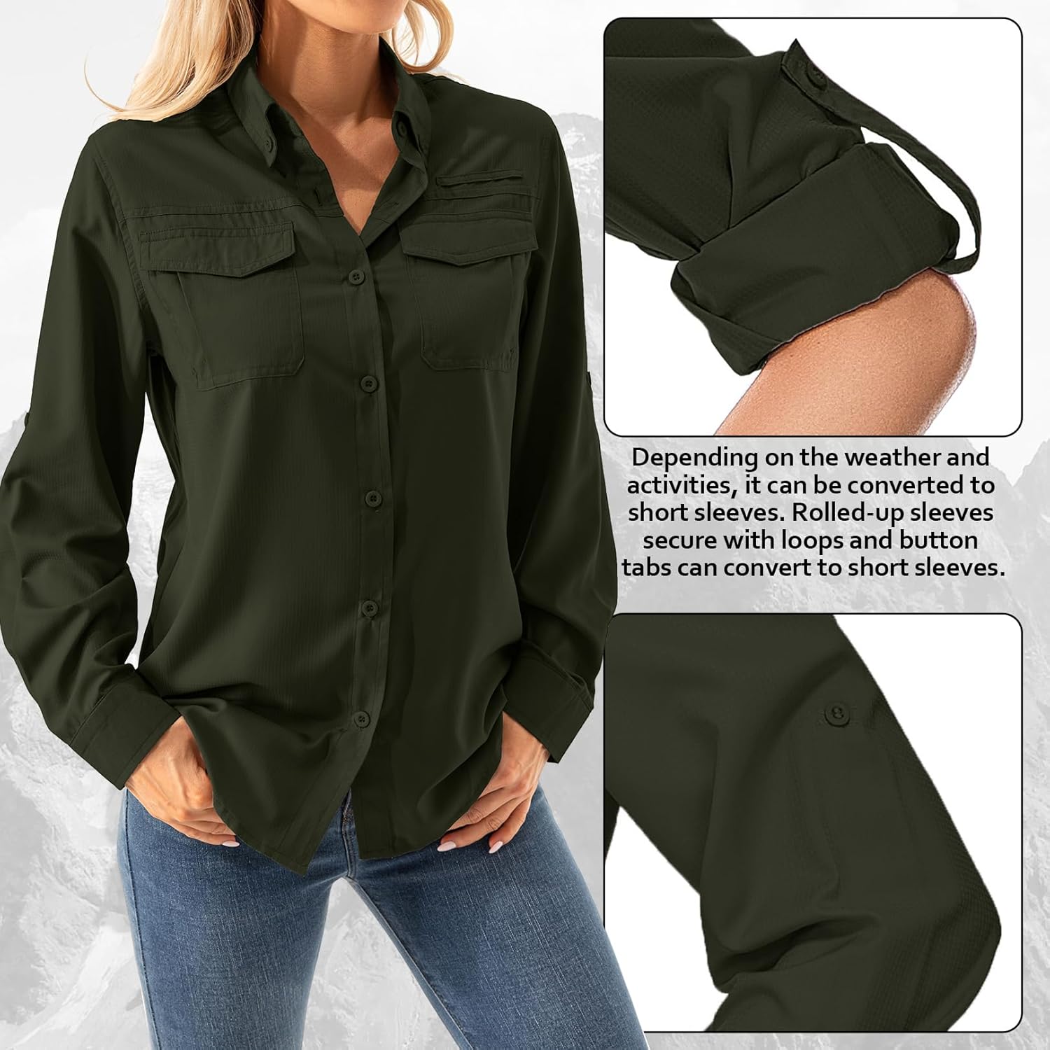 Women's UPF 50+ Long Sleeve UV Shirts Sun Protection Outdoor Cool Quick Dry Fishing Hiking Safari Travel Gardening Shirts - Image 5